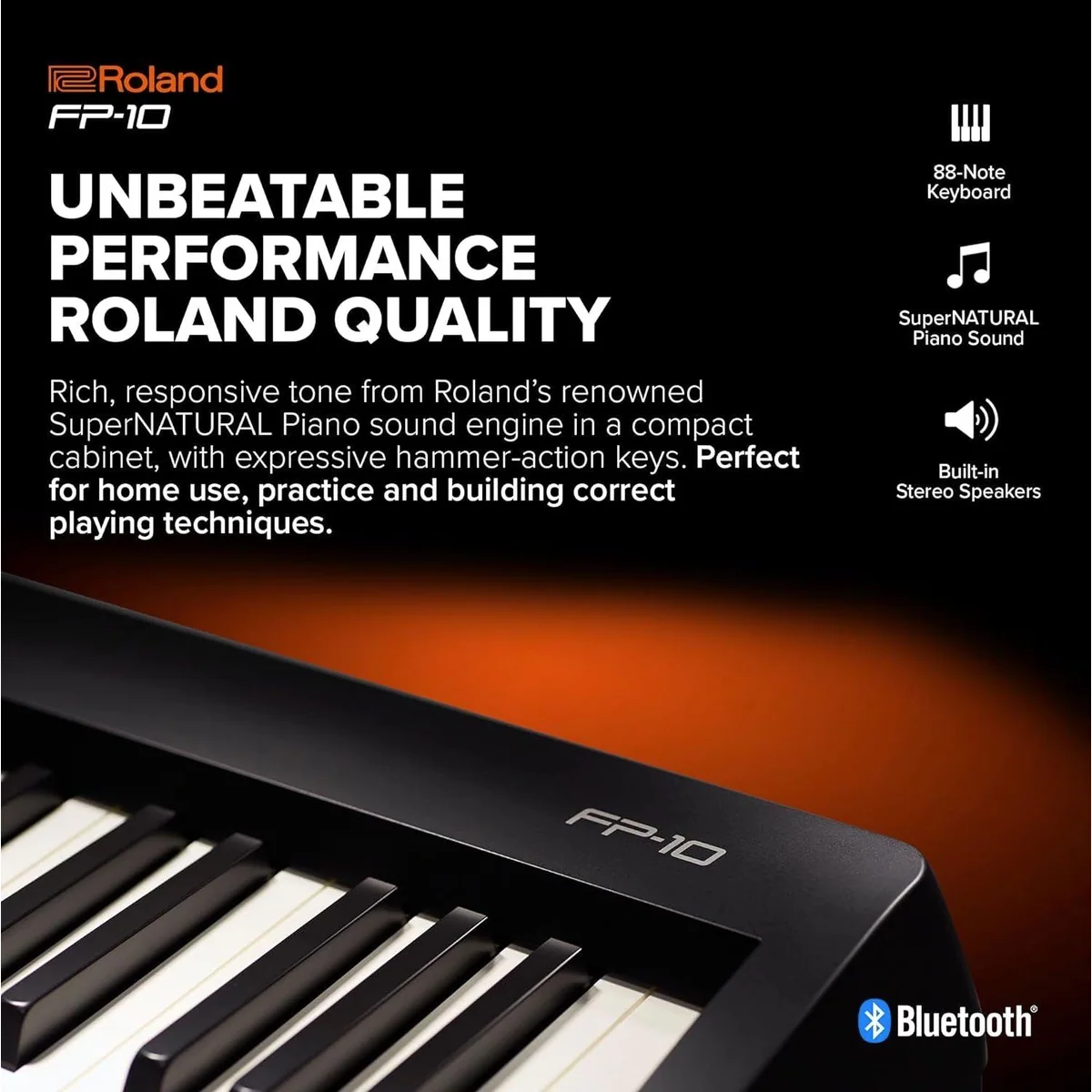 Roland FP-10 Digital Piano, authentischer Klang, tragbares Design, integrierte Lernfunktionen 4