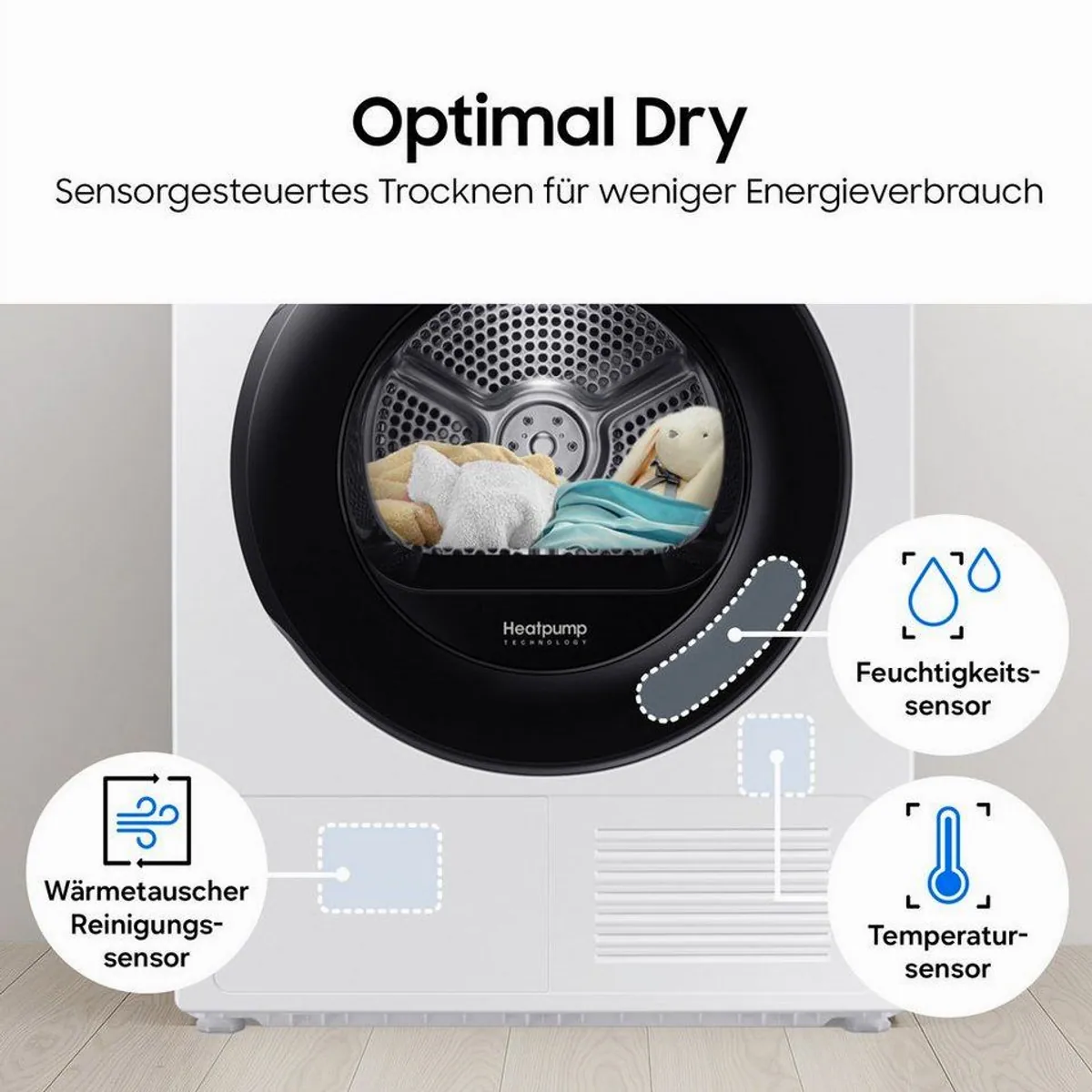 Samsung DV80DG52B0TEEG Wärmepumpentrockner, optimal trocknen mit Sensorsteuerung 2