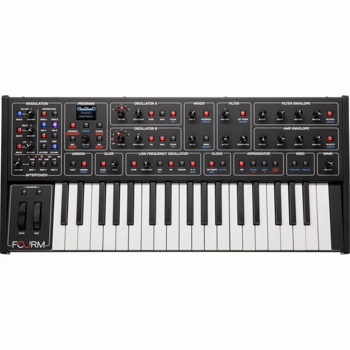 Sequential FOURM Synthesizer, subtraktiver Analog-Synthesizer, 37 Tasten, polyphon