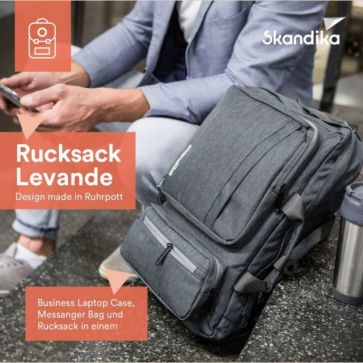 Skandika Levande Rucksack, urbaner Stil, wasserabweisend, 20 Liter Volumen 2