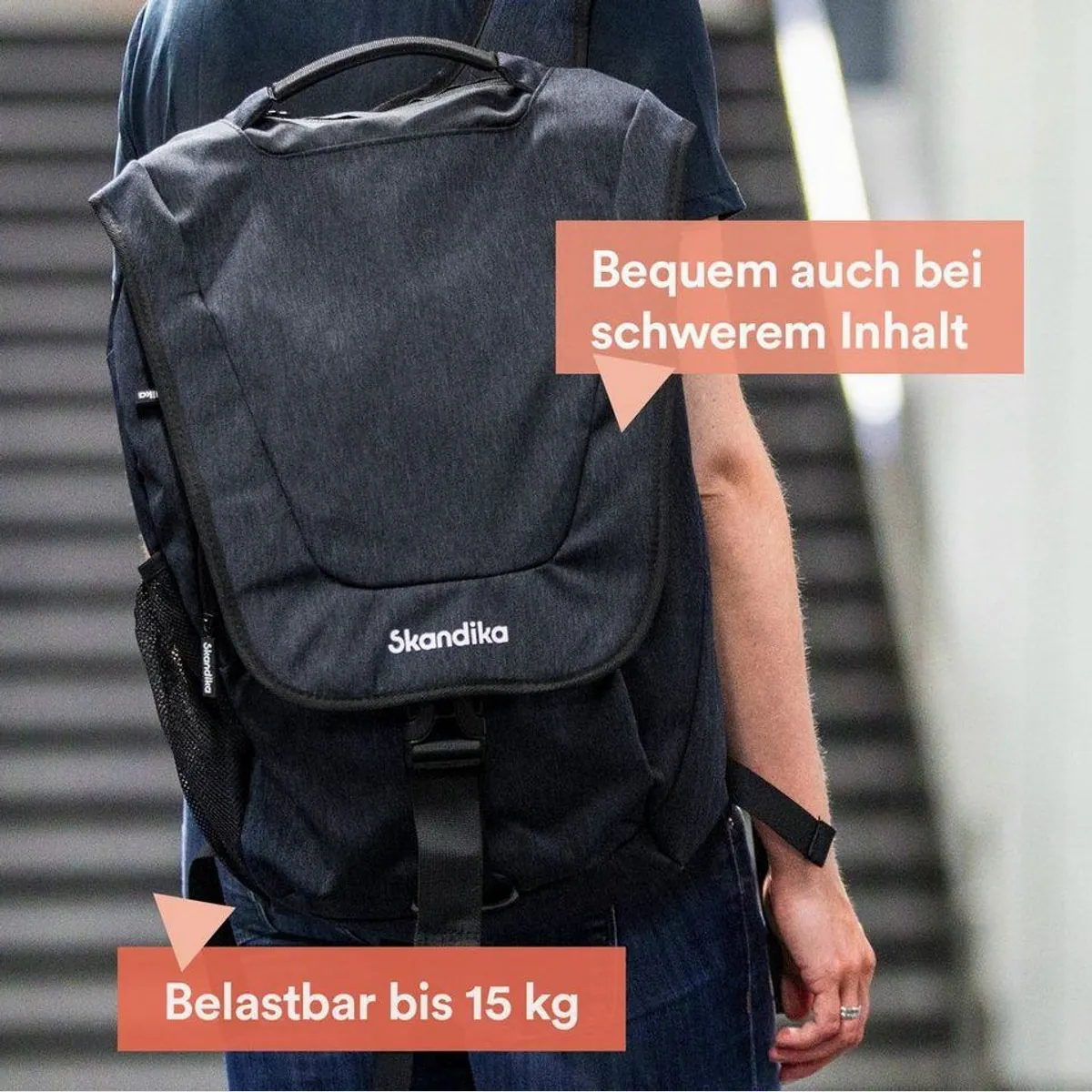 Skandika Hjelp Rucksack, Urban Style, wasserabweisend — 18 Liter, Organizer, für Schule und Freizeit 4