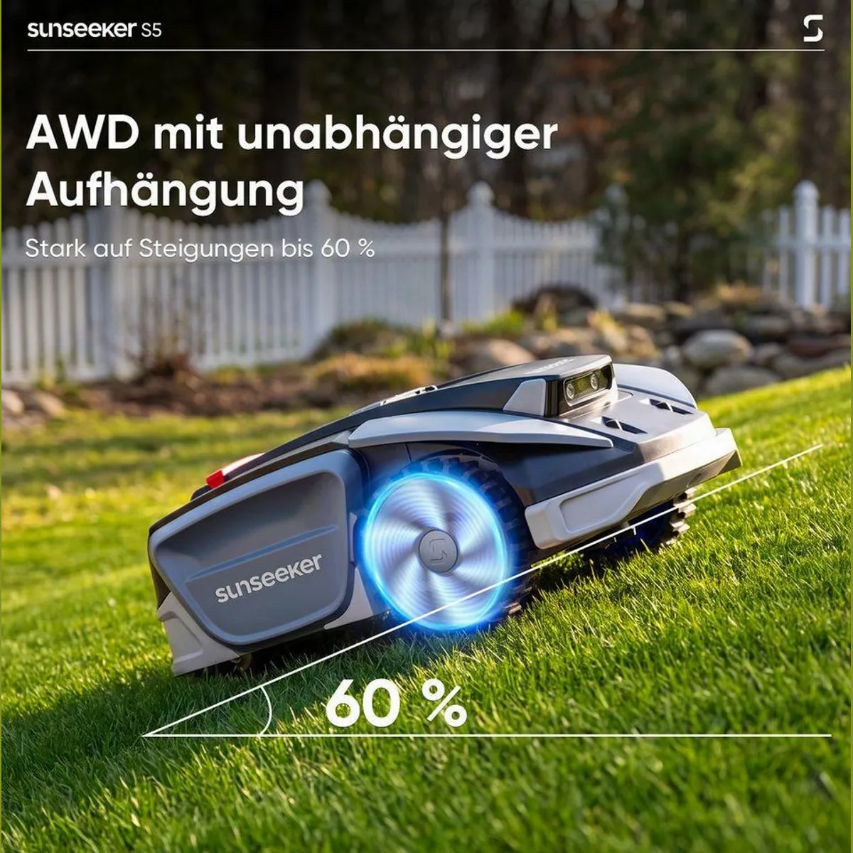 Sunseeker S5 Rasenmähroboter, leistungsstark, KI-Kartierung, App-Steuerung, 60% Steigung 2