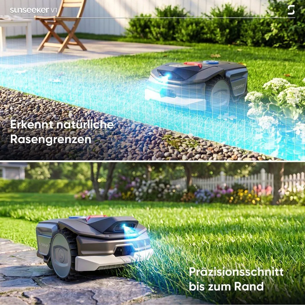Sunseeker V1 Rasenmähroboter, einfache Bedienung, Vision AI, leise 55 dB 3