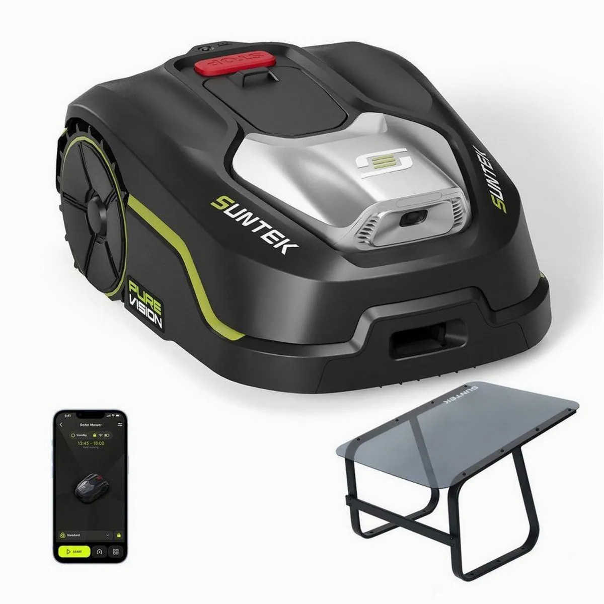 SUNTEK Pure Vision Mähroboter, kabellose KI-Technologie, App-gesteuert, bis 250 m² Rasenfläche