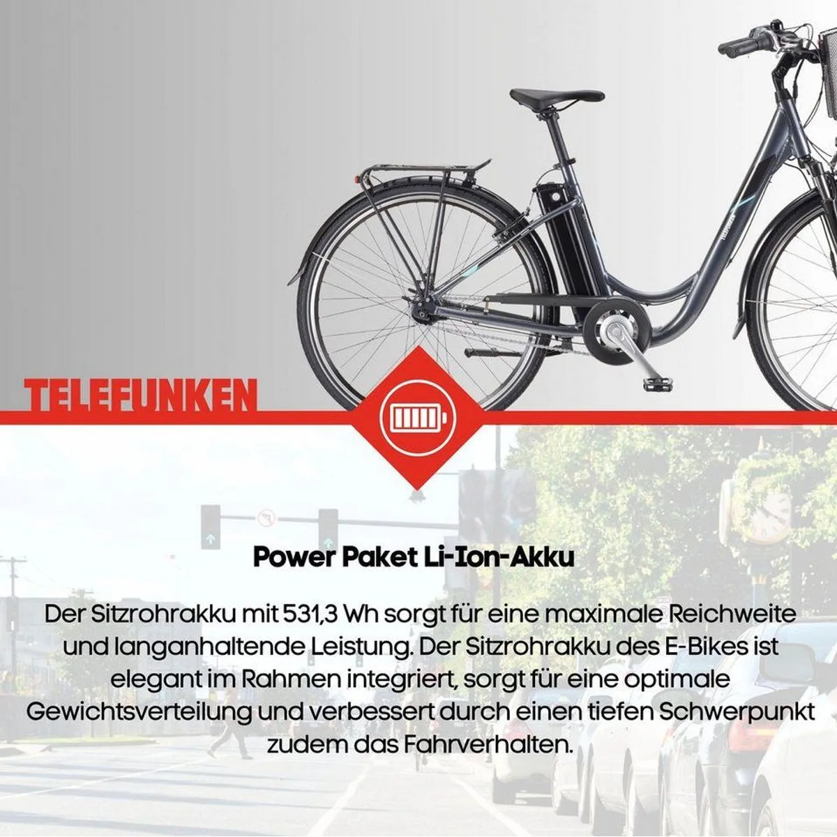 Telefunken E-Bike RC840, kraftvoller Frontmotor, komfortable Rahmengeometrie, 7-Gang Nabenschaltung 3