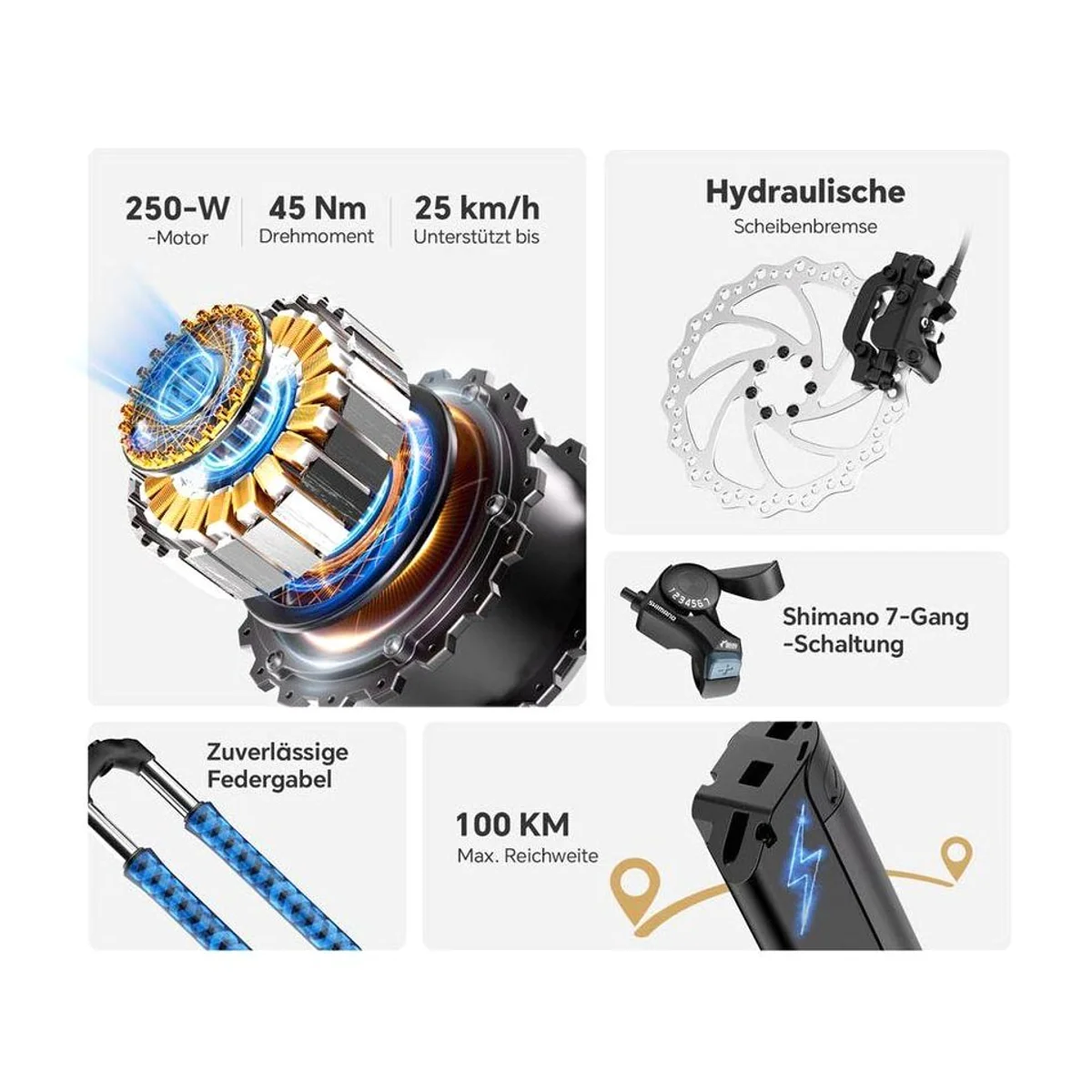 Touroll J2 ST Pro E-Bike, kraftvoller Heckmotor, hydraulische Scheibenbremsen, 100 km Reichweite 3