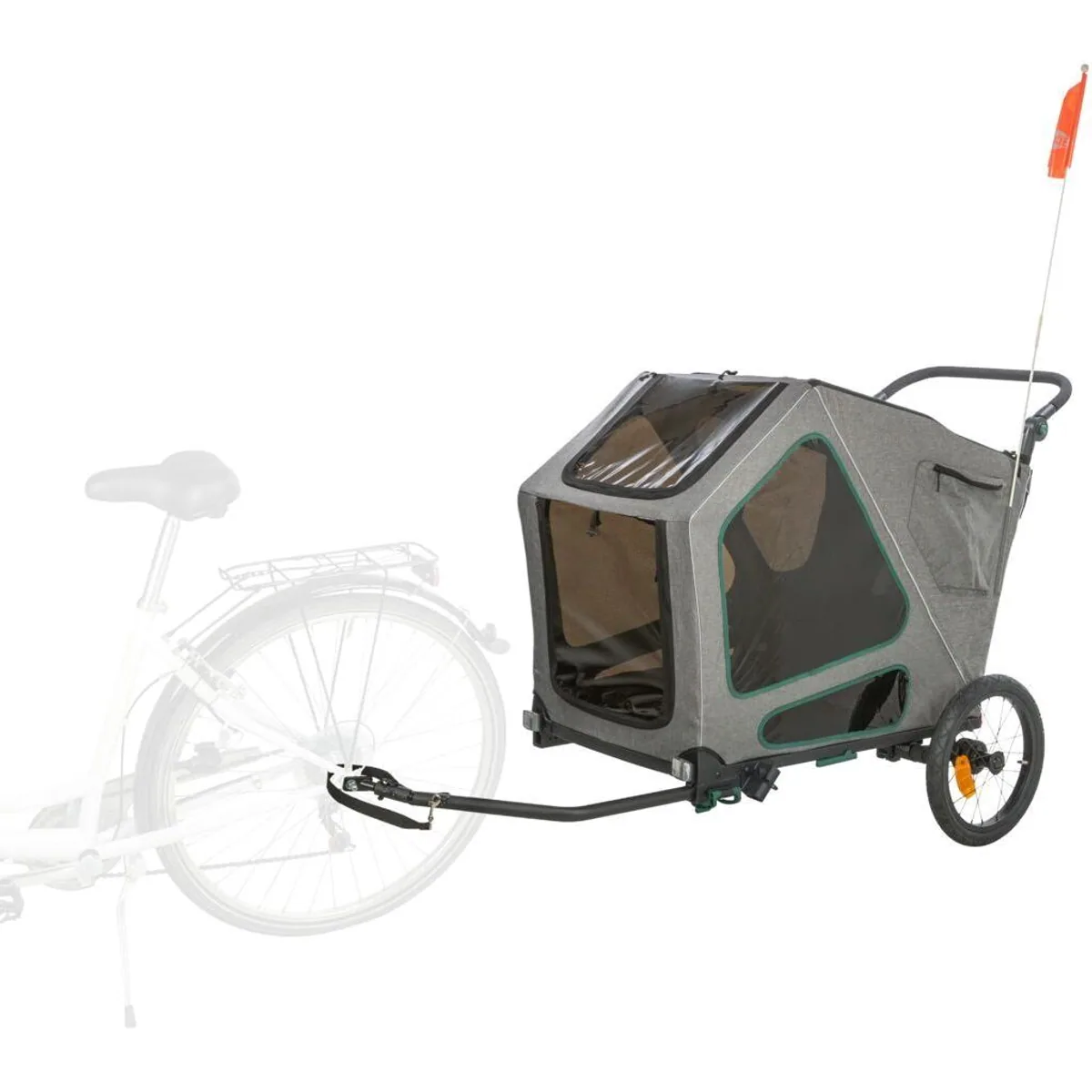 Trixie Fahrradhundeanhänger, geräumig mit Federung, für große Hunde - grau/salbei 2