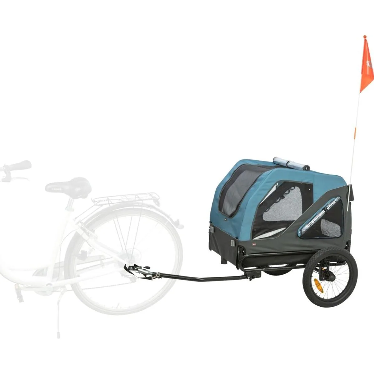 Trixie Fahrradanhänger für Hunde, flexibles Design, komfortable Luftzirkulation — blau/grau