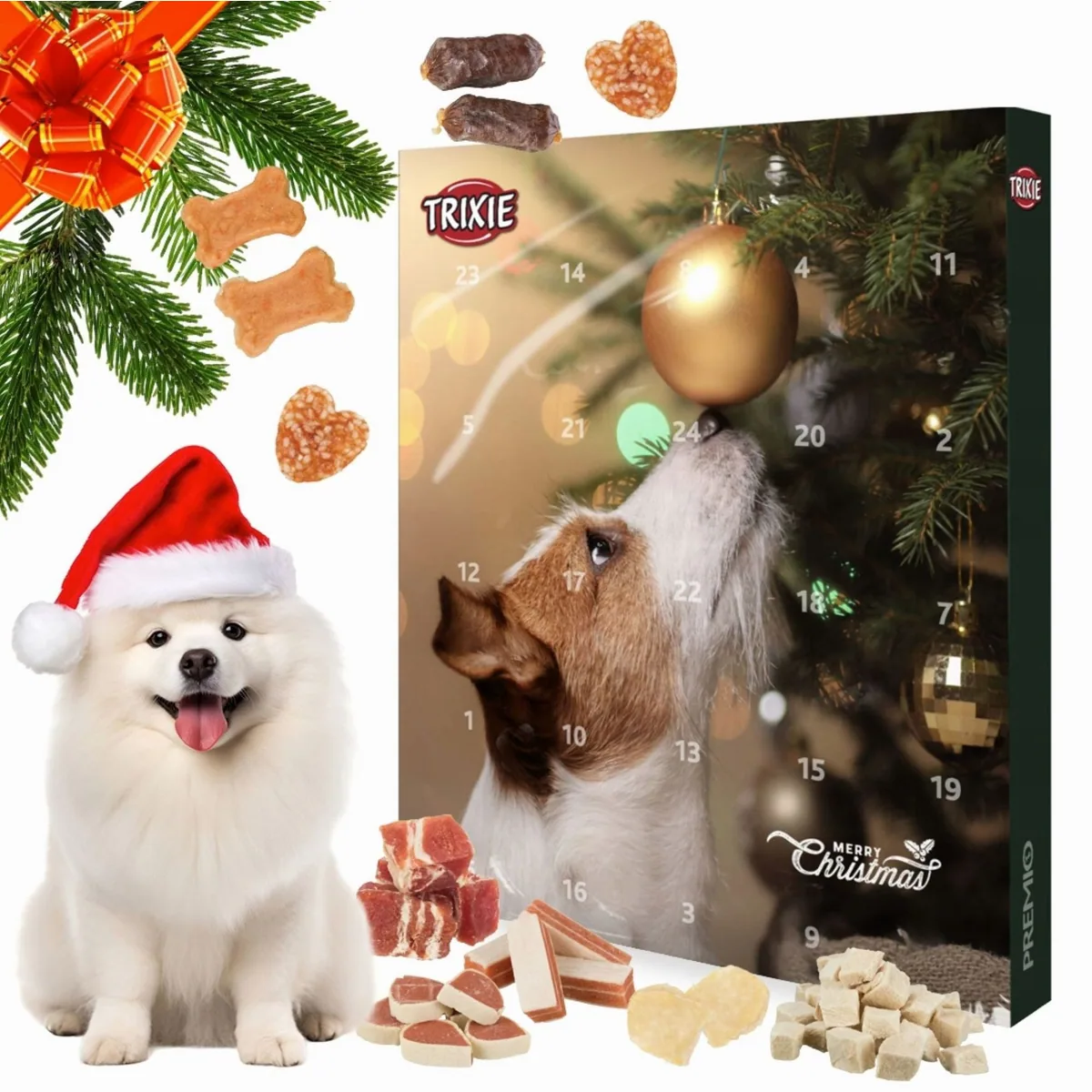 Trixie Premio Adventskalender für Hunde, 24 Leckerlis in 8 Sorten