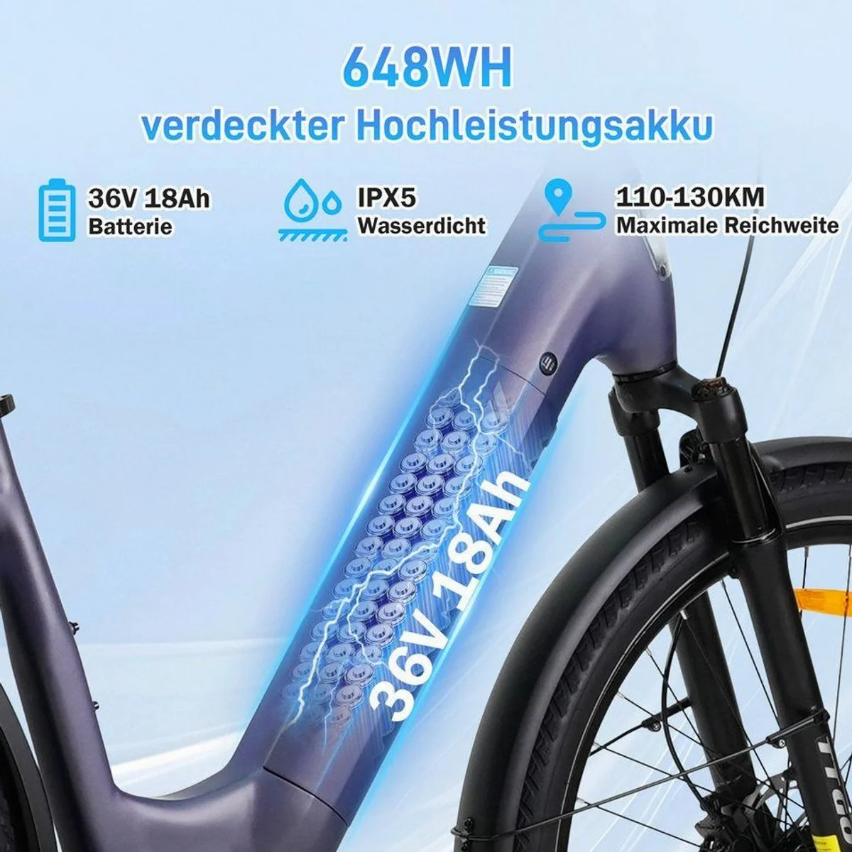 TTGO E-Bike Cityrad 28 Zoll, leistungsstarker Mittelmotor, hohe Reichweite 3
