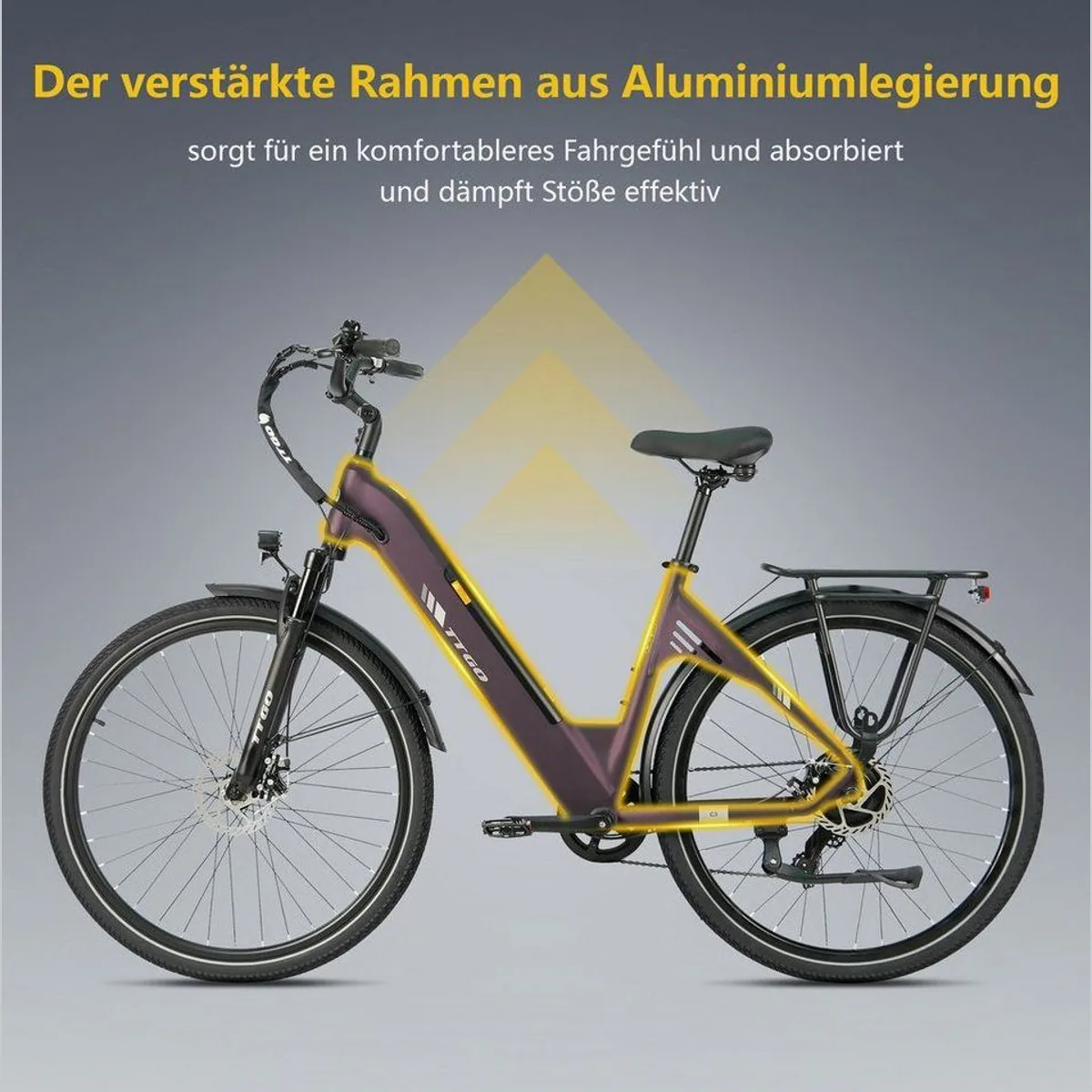 TTGO E-Bike C3 SE, 28 Zoll, 120 km Reichweite, Aluminiumrahmen mit Shimano 7-Gang 2