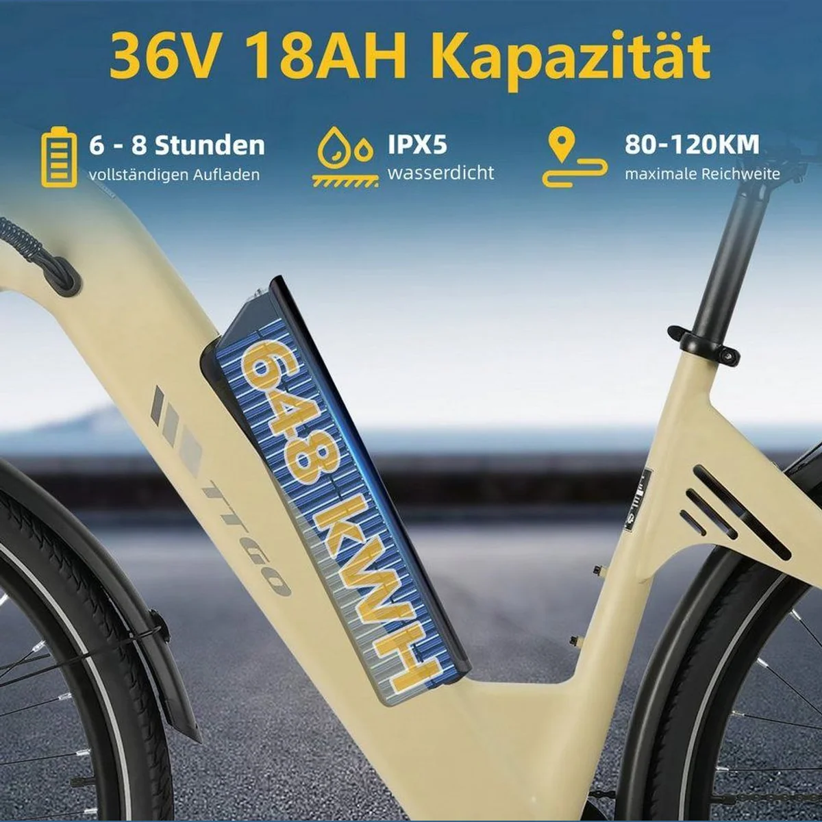 TTGO E-Bike Cityrad 28 Zoll, 120 km Reichweite, 7 Gang Shimano — Aluminiumrahmen, komfortabel, vielseitig 2