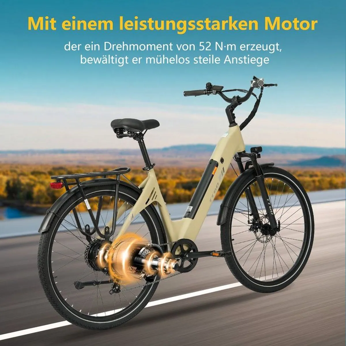 TTGO E-Bike Cityrad 28 Zoll, 120 km Reichweite, 7 Gang Shimano — Aluminiumrahmen, komfortabel, vielseitig 3
