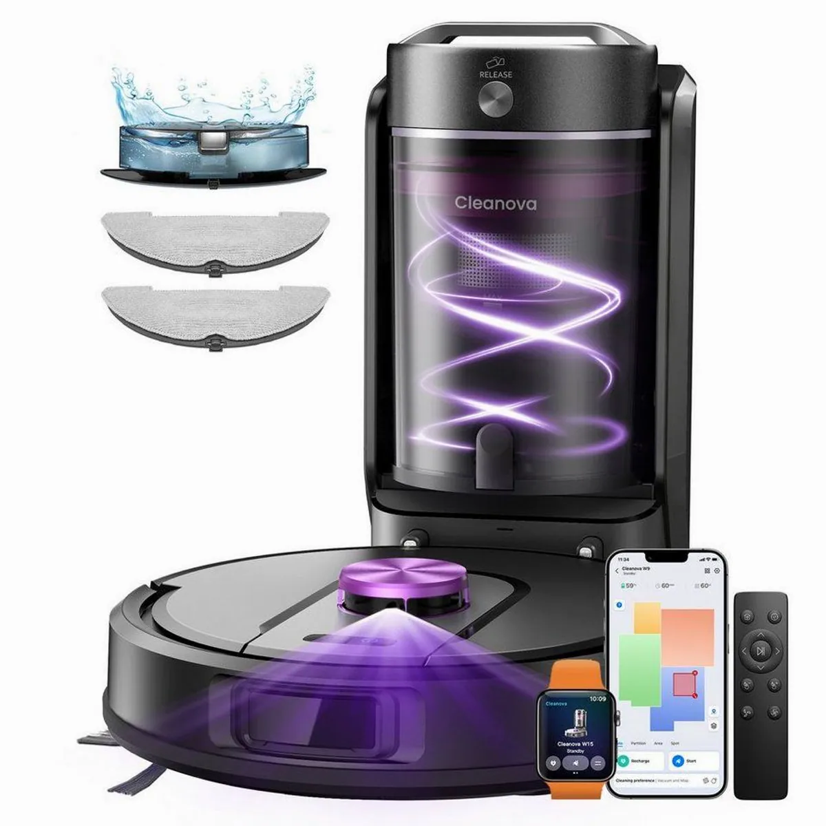 Vactidy W15 Saugroboter, 12.000 Pa Saugleistung, 3-in-1 System, präzise LiDAR-Navigation