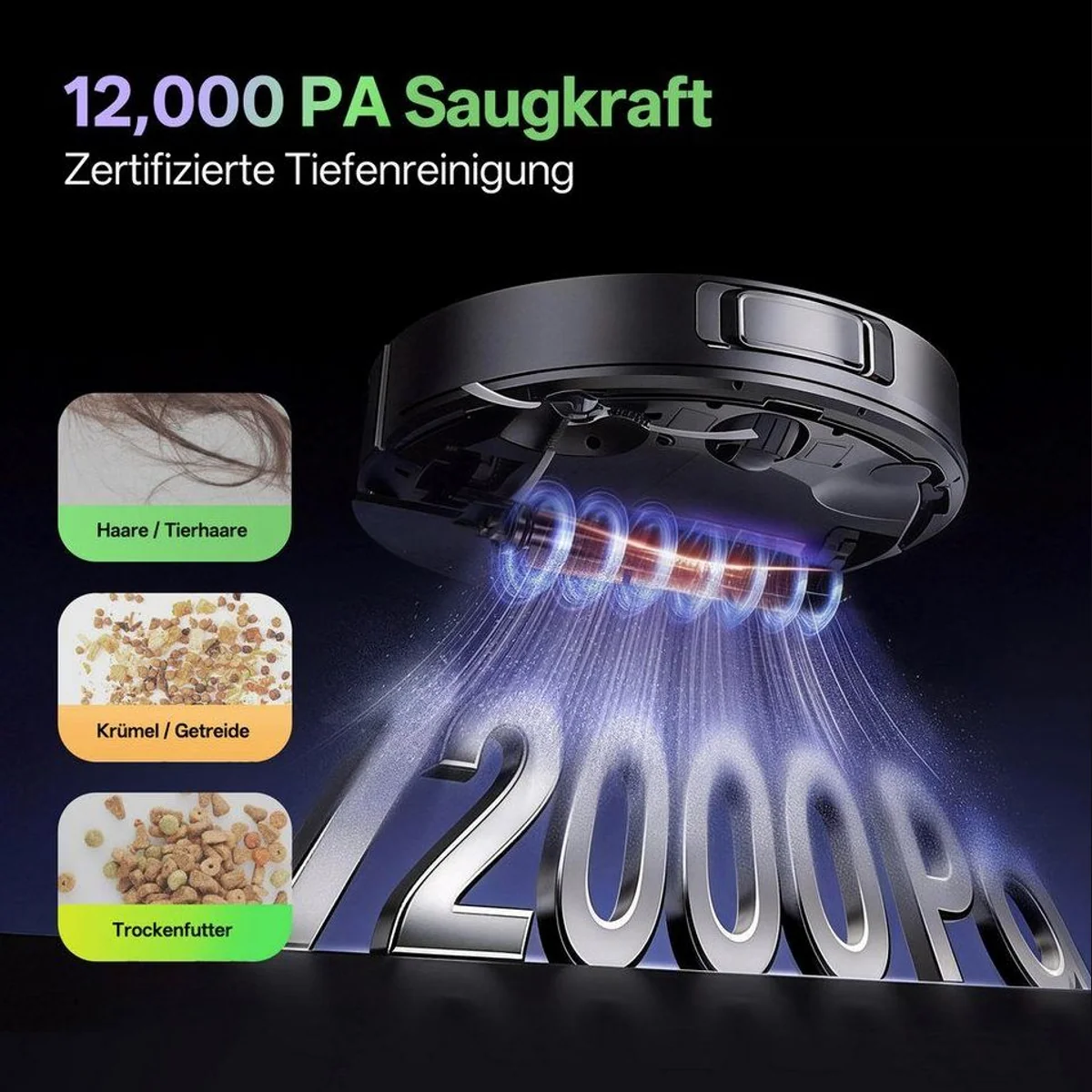 Vactidy W15 Saugroboter, 12.000 Pa Saugleistung, 3-in-1 System, präzise LiDAR-Navigation 2