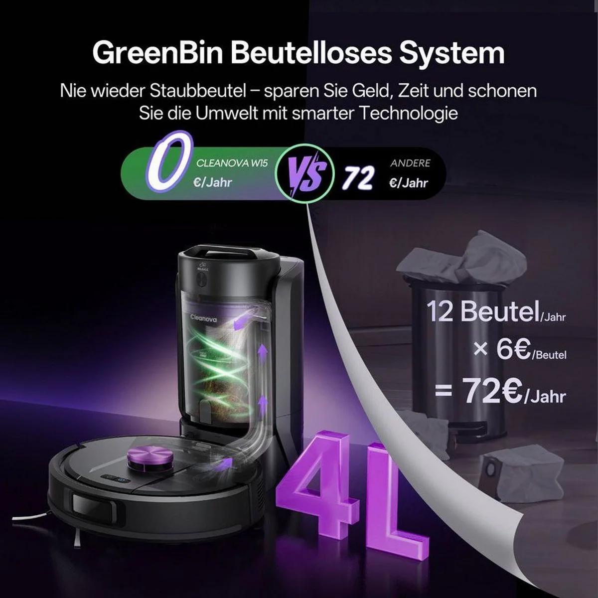 Vactidy W15 Saugroboter, 12.000 Pa Saugleistung, 3-in-1 System, präzise LiDAR-Navigation 3
