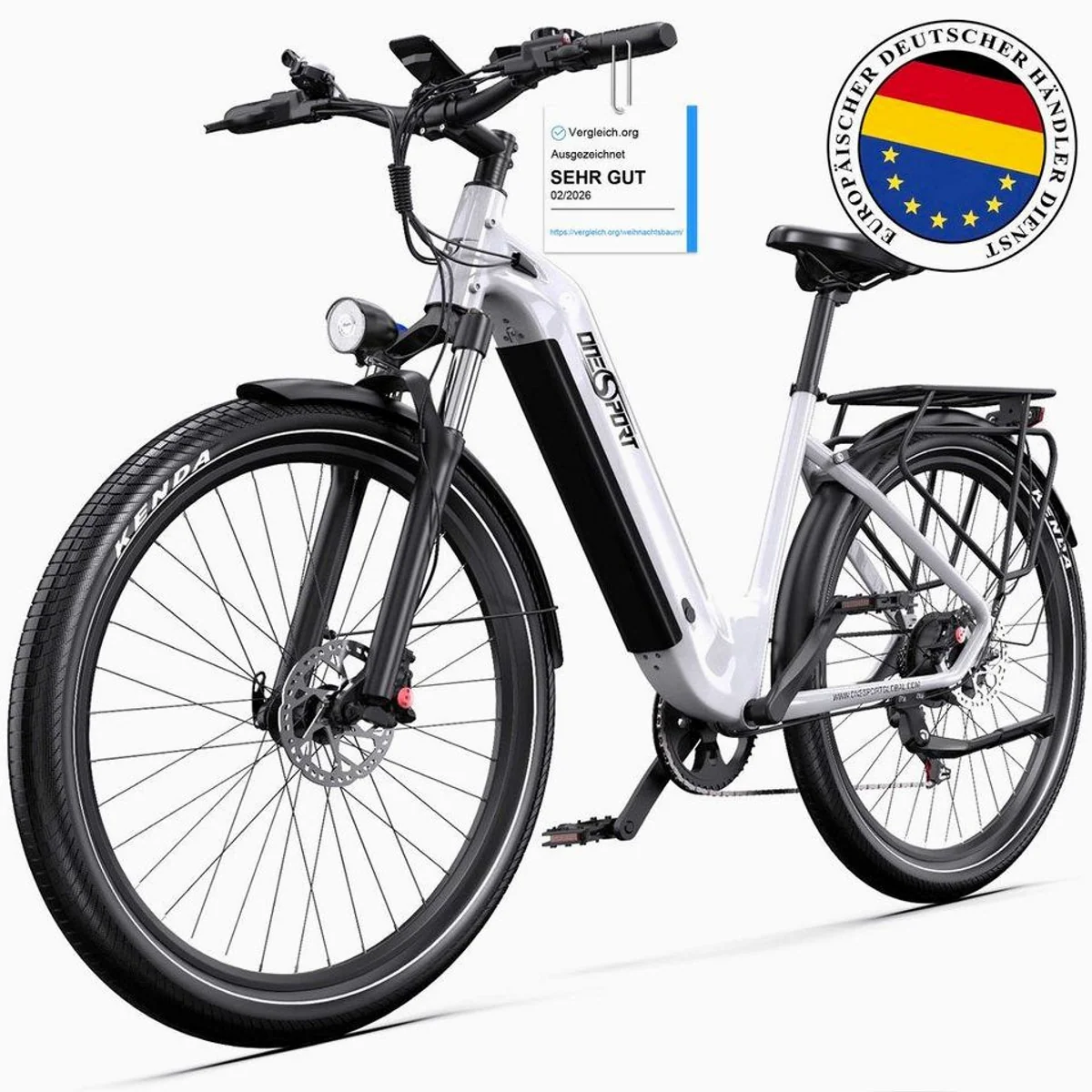 Vankel E-Bike Cityrad, 655Wh Akku, hydraulische Bremsen, 7-Gang Shimano