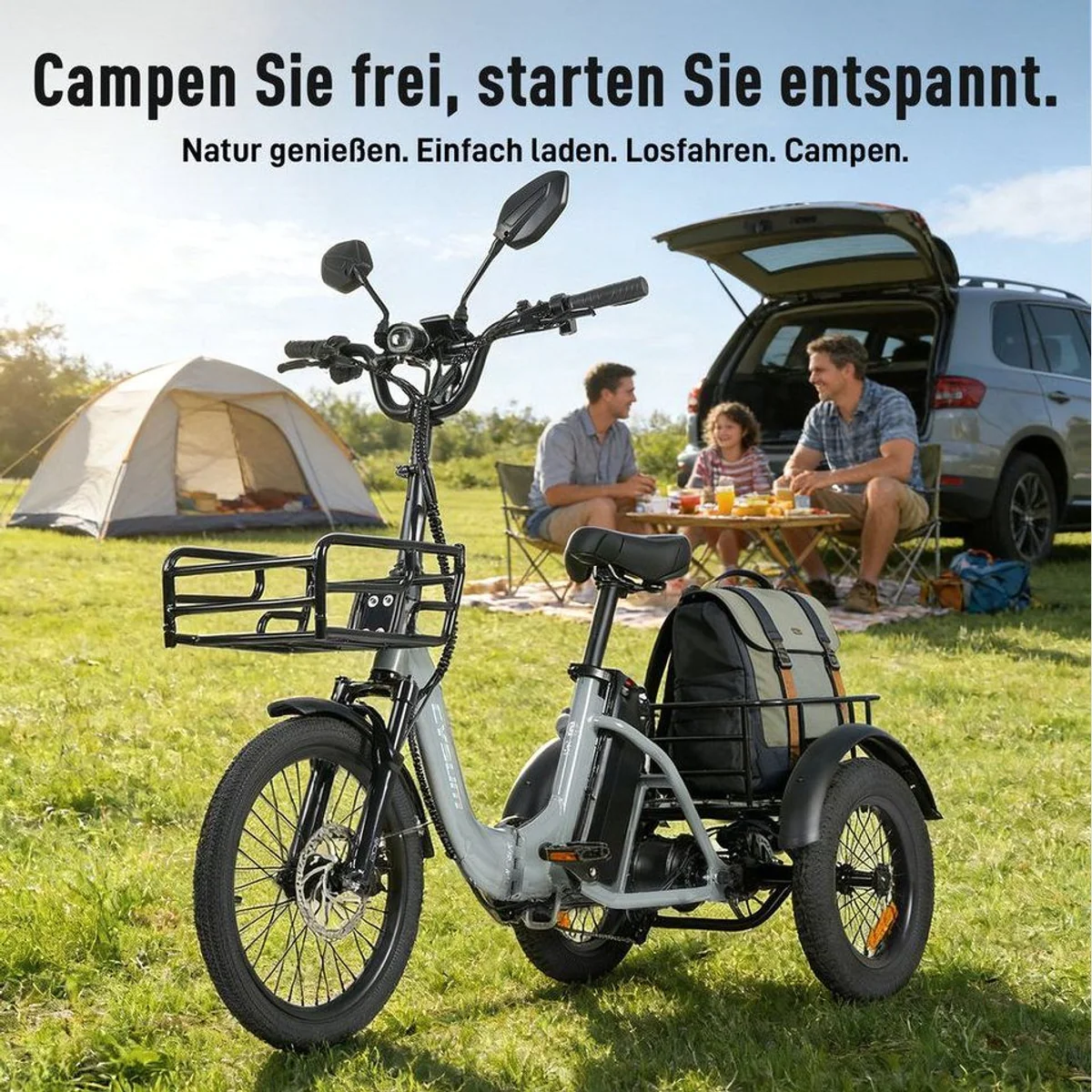 Vankel AG1 E-Bike Cityrad, faltbar, 120 km Reichweite, 250W Motor — 3-Rad Pedelec für Komfort und Sicherheit 2