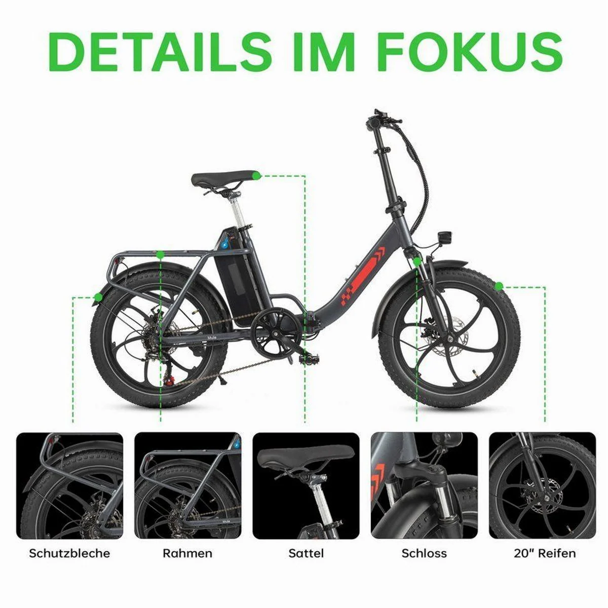 Vankel E-Bike Faltrad E1, kompaktes Design, hohe Reichweite, kraftvoller Motor — bis zu 120 km 2
