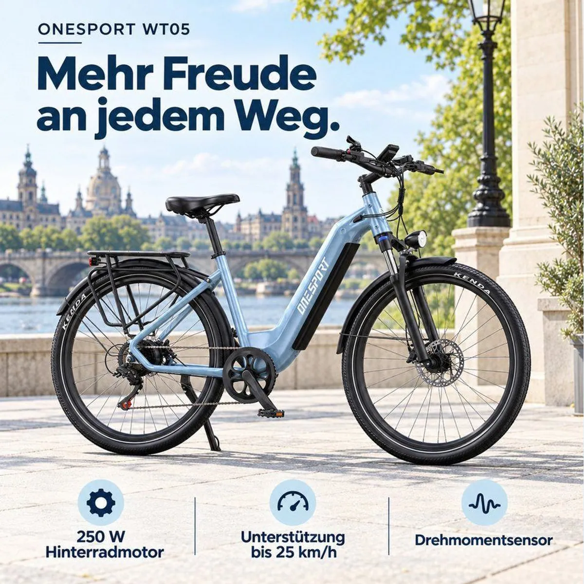 Vankel E-Bike Cityrad, 655Wh Akku, 250W Heckmotor, Shimano 7-Gang — bis 120 km Reichweite 3