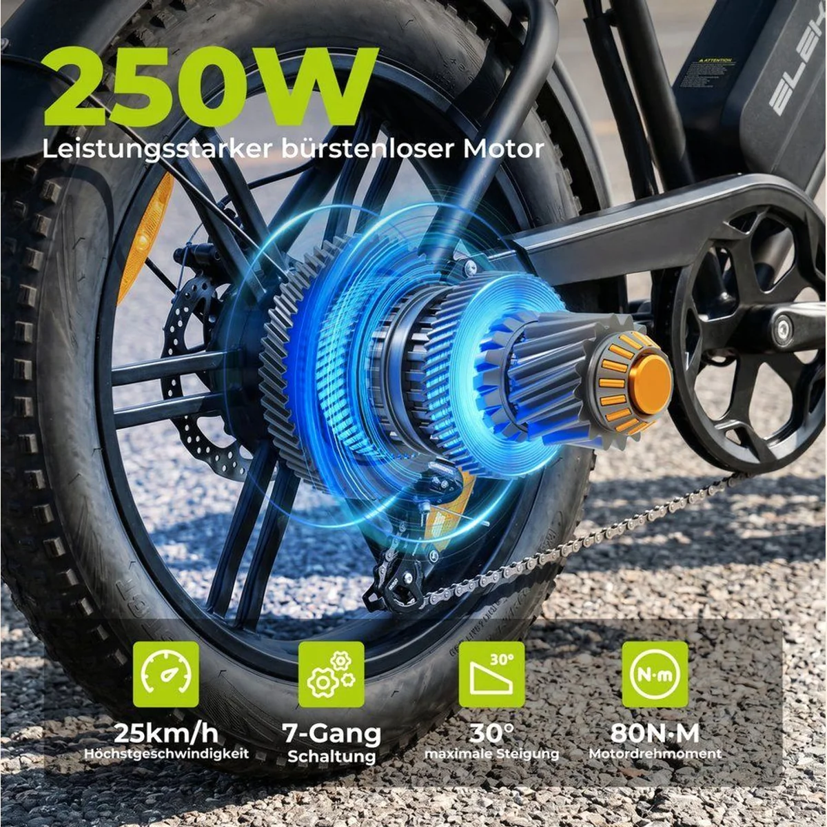 Vankel E-Bike E6-3.0, kraftvoller Heckmotor, umfangreiche Reichweite, robustes Design 2