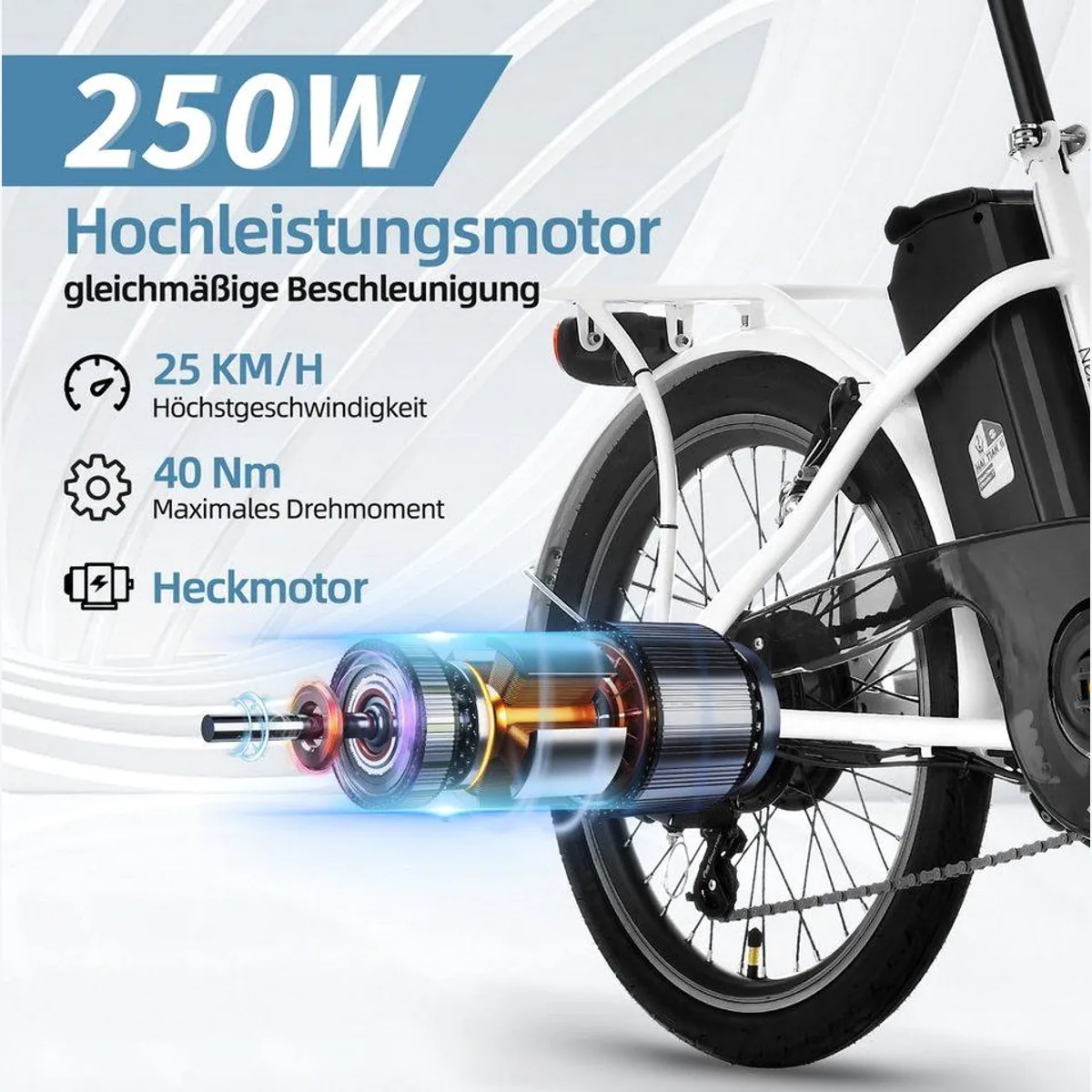VECOCRAFT NEMESIS E-Bike Faltrad, 468 Wh Akku, 6-Gang-Schaltung — kraftvoll, platzsparend, sicher 2
