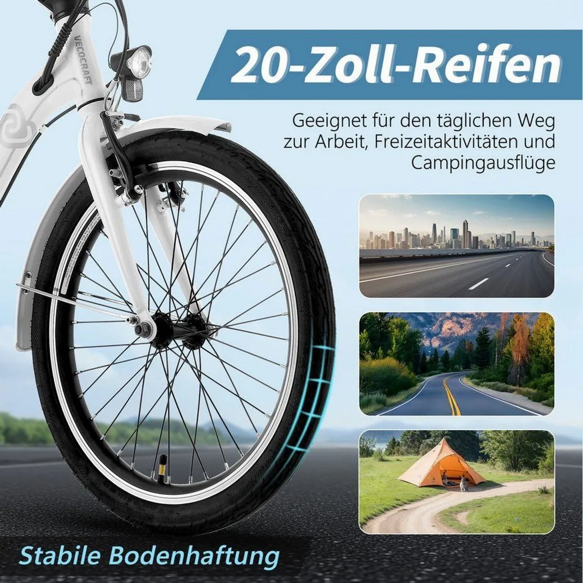 VECOCRAFT NEMESIS E-Bike Faltrad, 468 Wh Akku, 6-Gang-Schaltung — kraftvoll, platzsparend, sicher 3