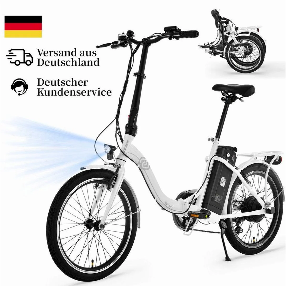 VECOCRAFT NEMESIS E-Bike Faltrad, 20 Zoll, 36V Akku, vielseitig einsetzbar