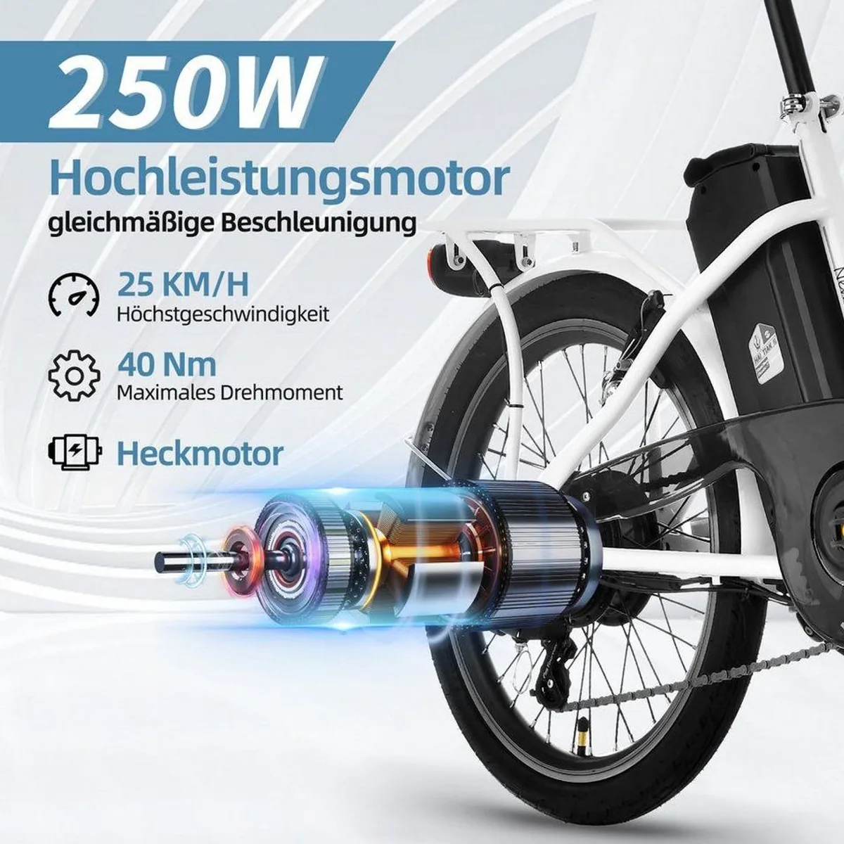 VECOCRAFT NEMESIS E-Bike Faltrad, 20 Zoll, 36V Akku, vielseitig einsetzbar 2