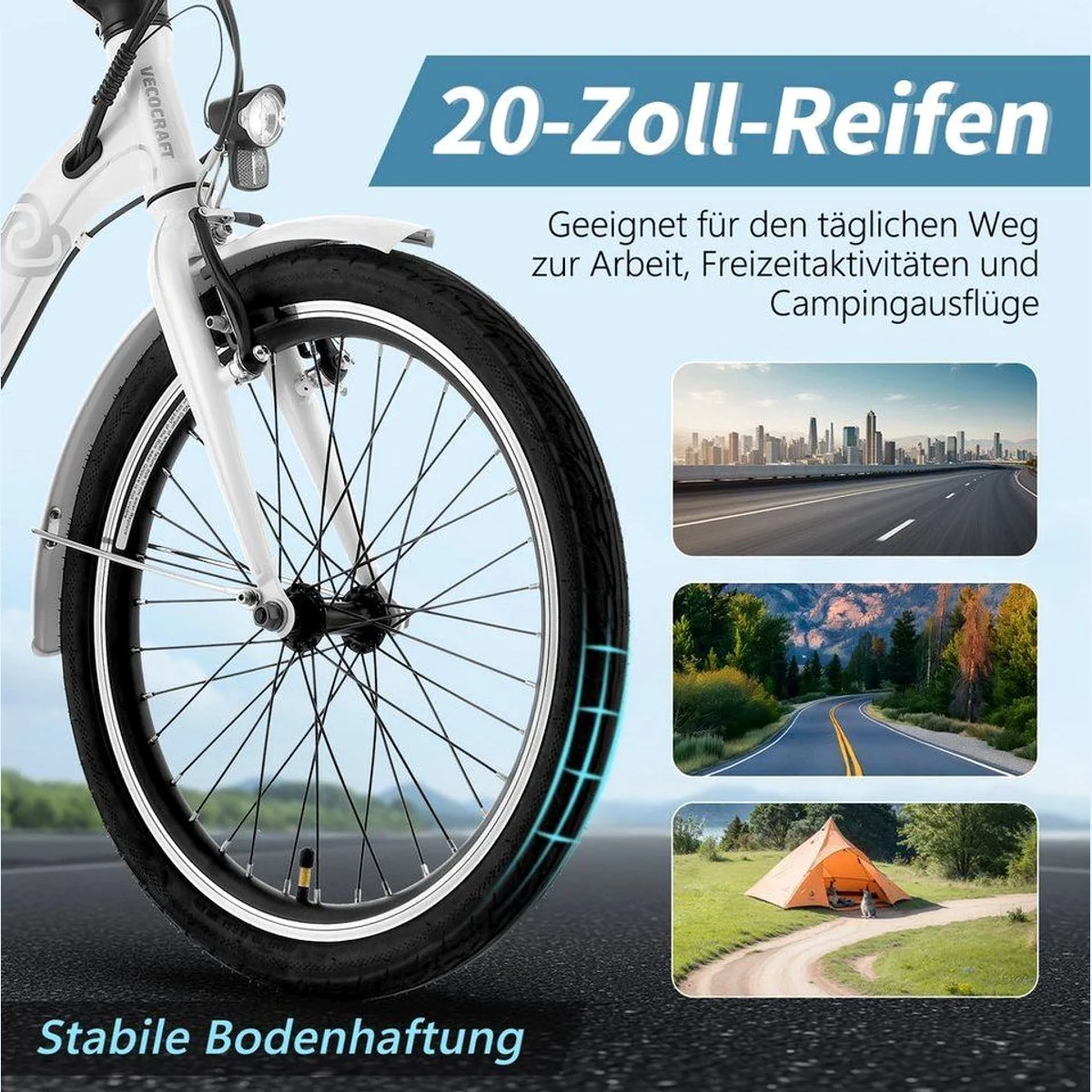 VECOCRAFT NEMESIS E-Bike Faltrad, 20 Zoll, 36V Akku, vielseitig einsetzbar 3