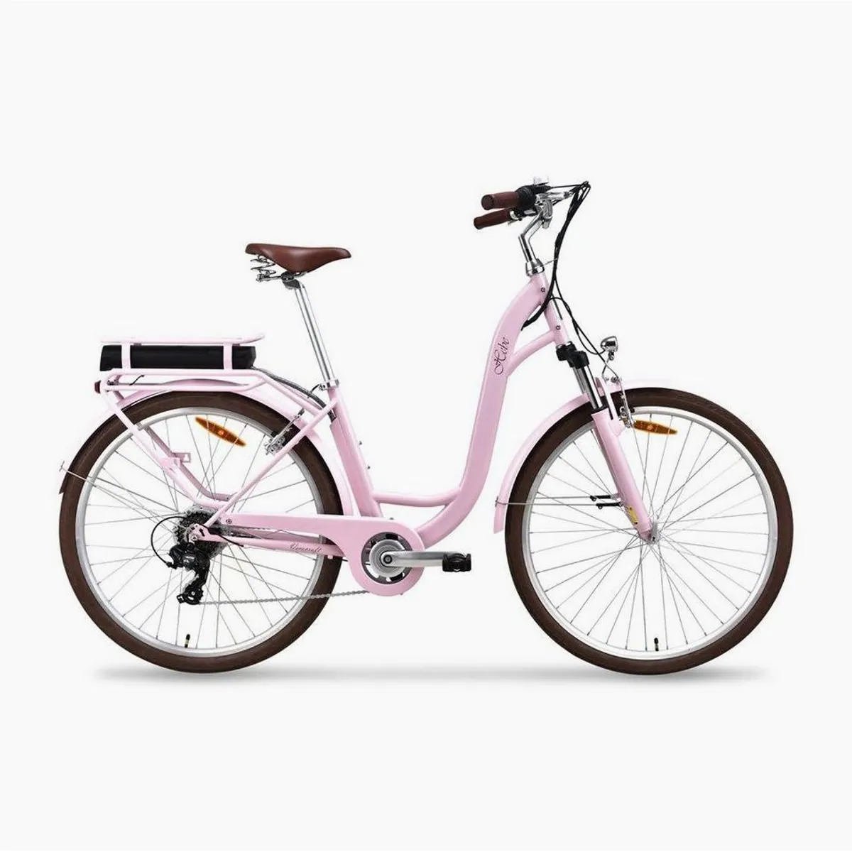 VECOCRAFT HEBE E-Bike Cityrad, 7-Gang Shimano, komfortabler Tiefeinsteiger-Rahmen — 360 Wh Heckmotor