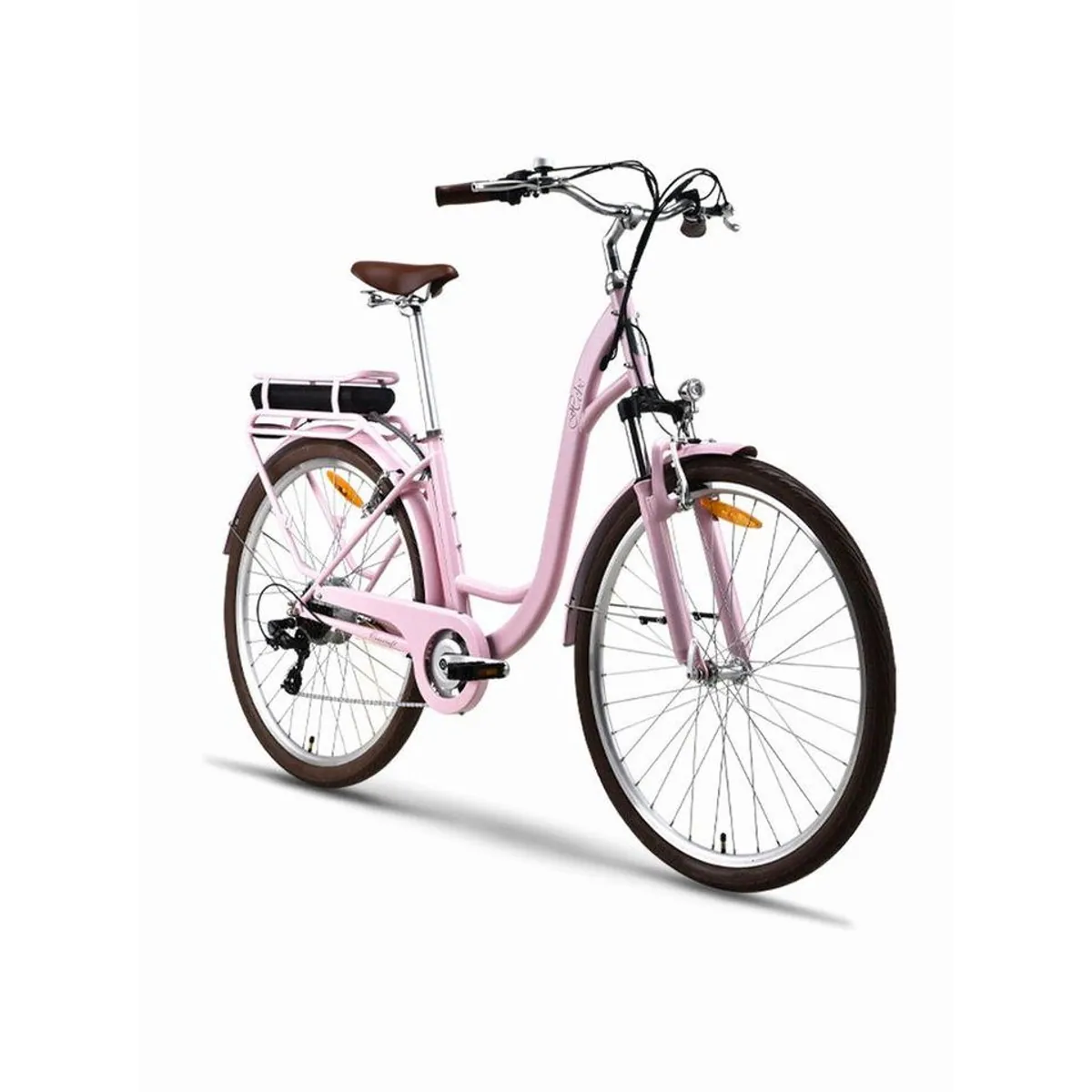 VECOCRAFT HEBE E-Bike Cityrad, 7-Gang Shimano, komfortabler Tiefeinsteiger-Rahmen — 360 Wh Heckmotor 3