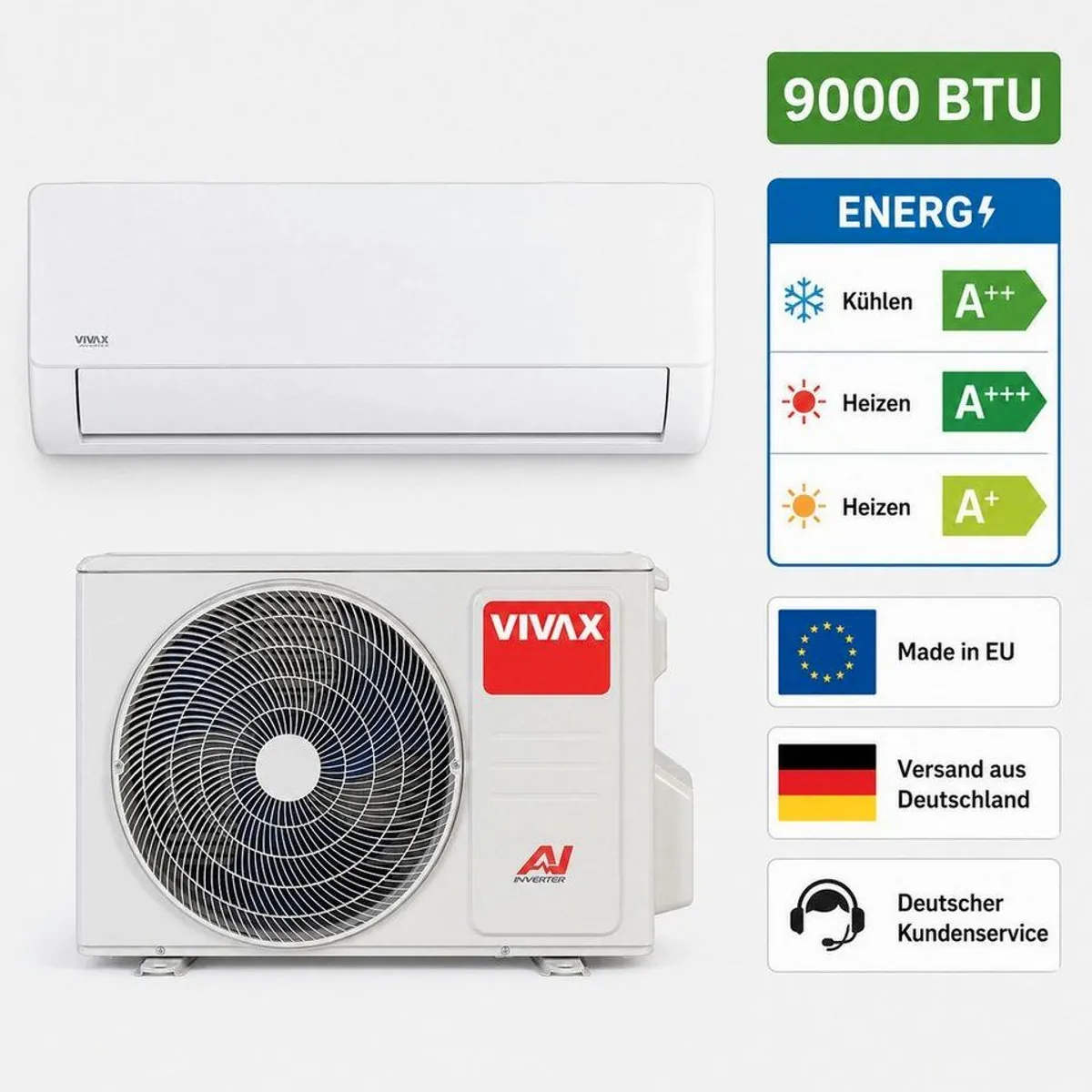 Vivax M-ACP-09CH25AEMI PRO, AI-Inverter-Technologie, energieeffizient und leise