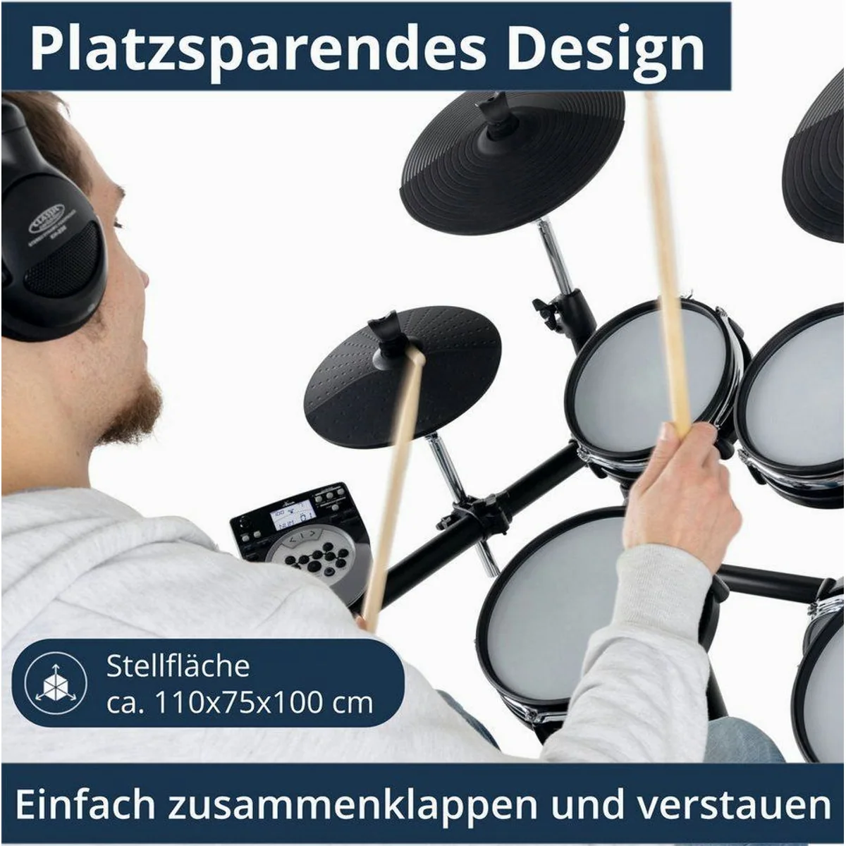 XDrum DD-530 E-Drum, 400 Sounds, 45 Drumkits, Mesh Heads — ideal für Übung und Bühne 3