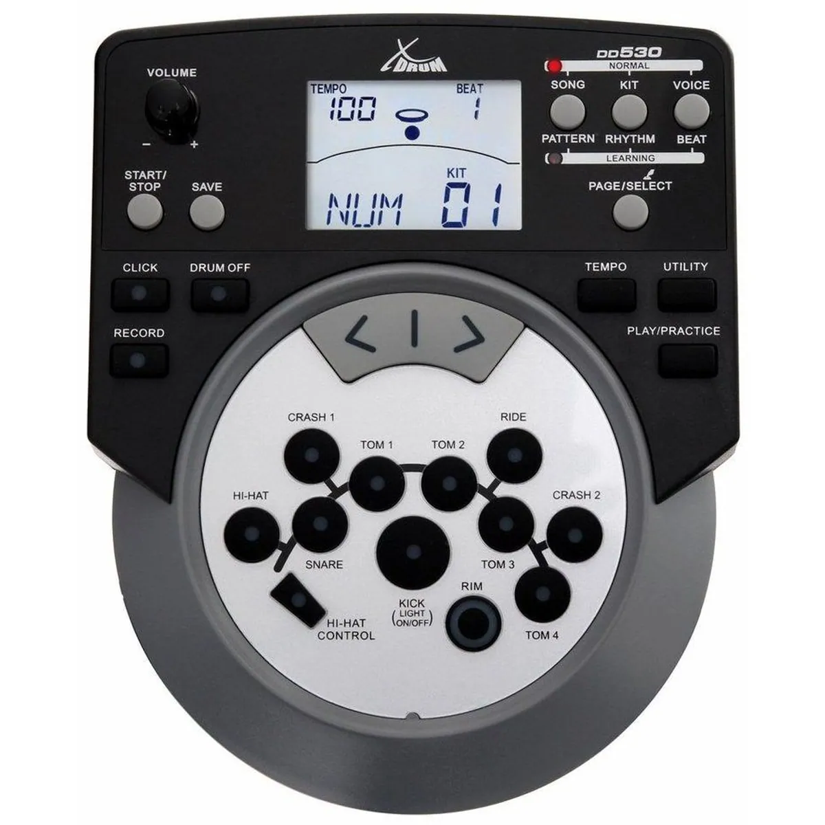 XDrum DD-530 E-Drum, vielseitig einsetzbar, anschlagsdynamische Pads, Mesh Heads 3