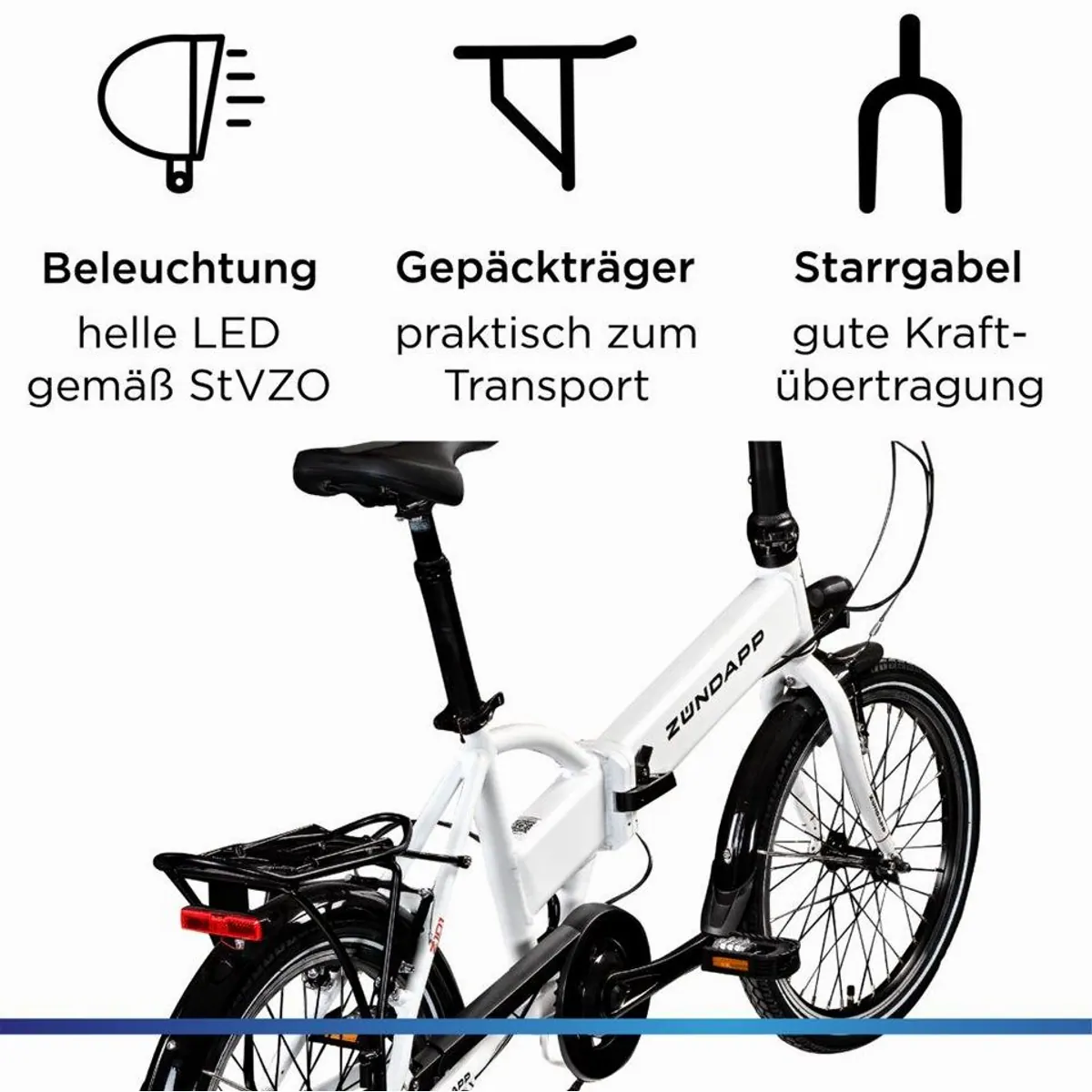 Zündapp Z101 Klapprad, kompakt und leistungsstark — 6-Gang Shimano, 270 Wh Akku, höhenverstellbar 3