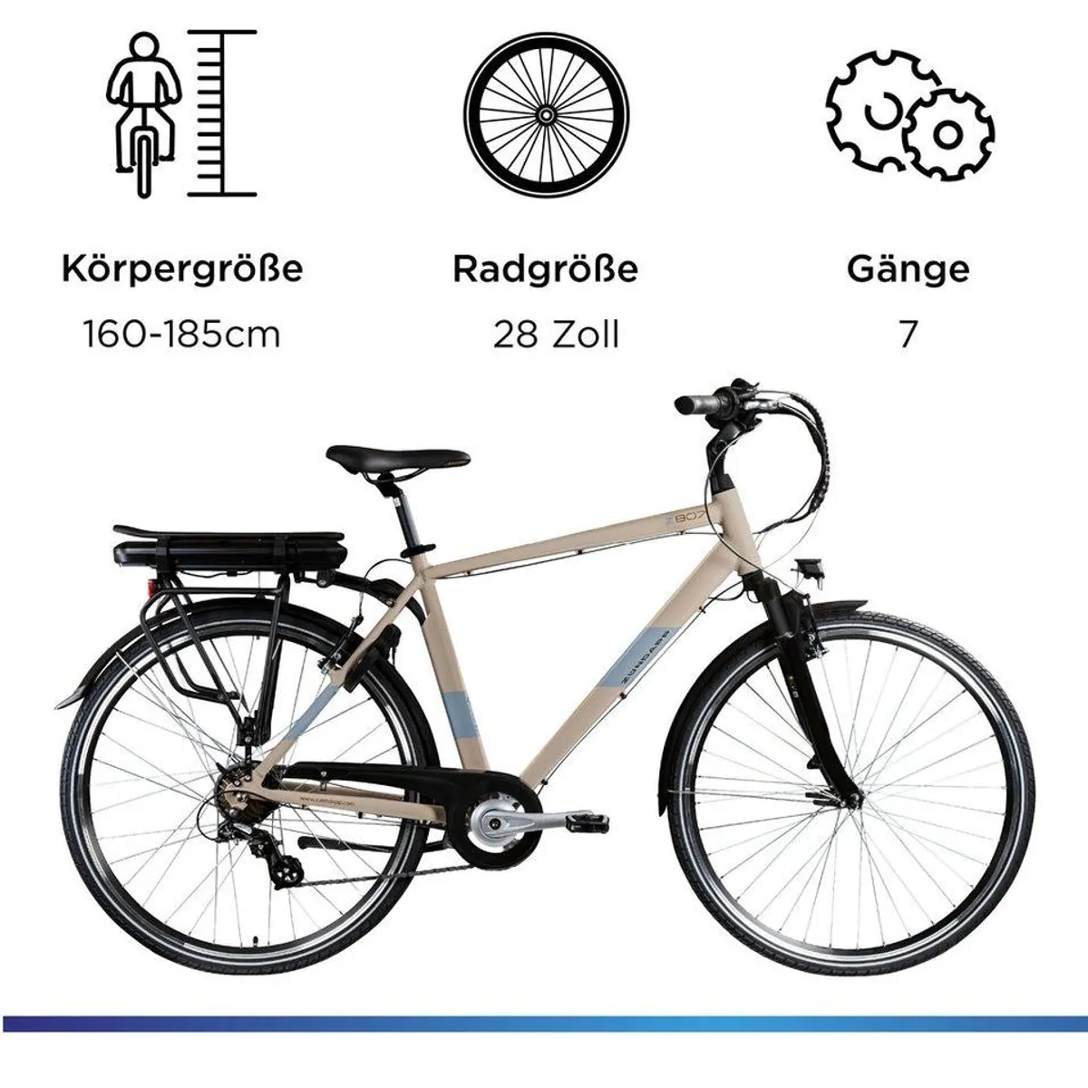 Zündapp Z807 E-Bike, 7-Gang Shimano Altus, 468 Wh Akku, komfortable Federgabel 3