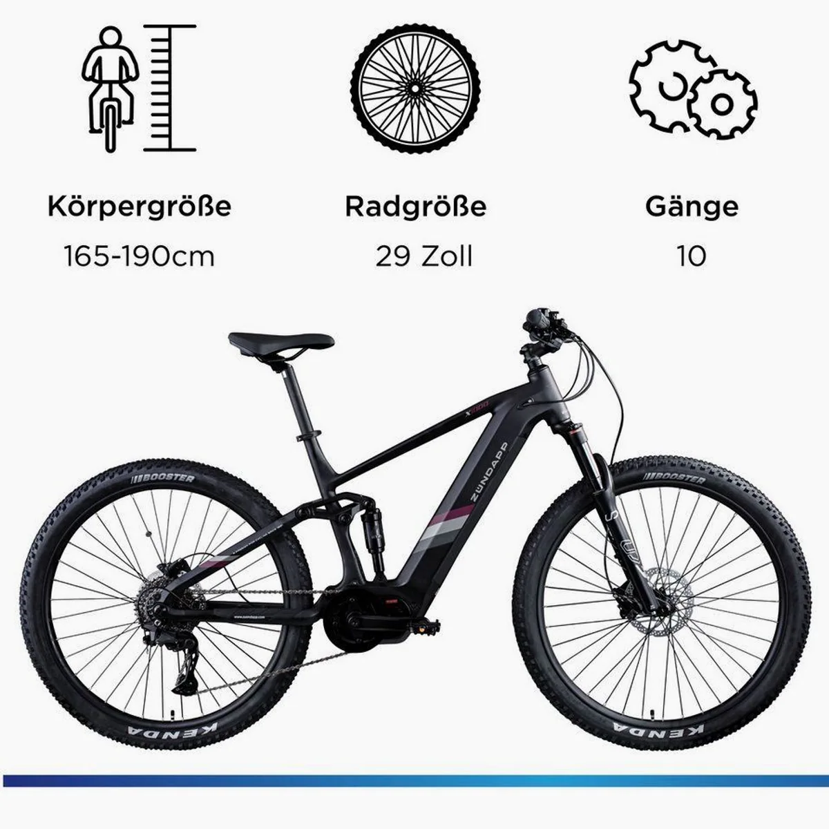 Zündapp X1000 E-Bike Mountainbike, leistungsstarker Mittelmotor, 10-Gang Shimano Schaltung — 733 Wh Akkuleistung 3