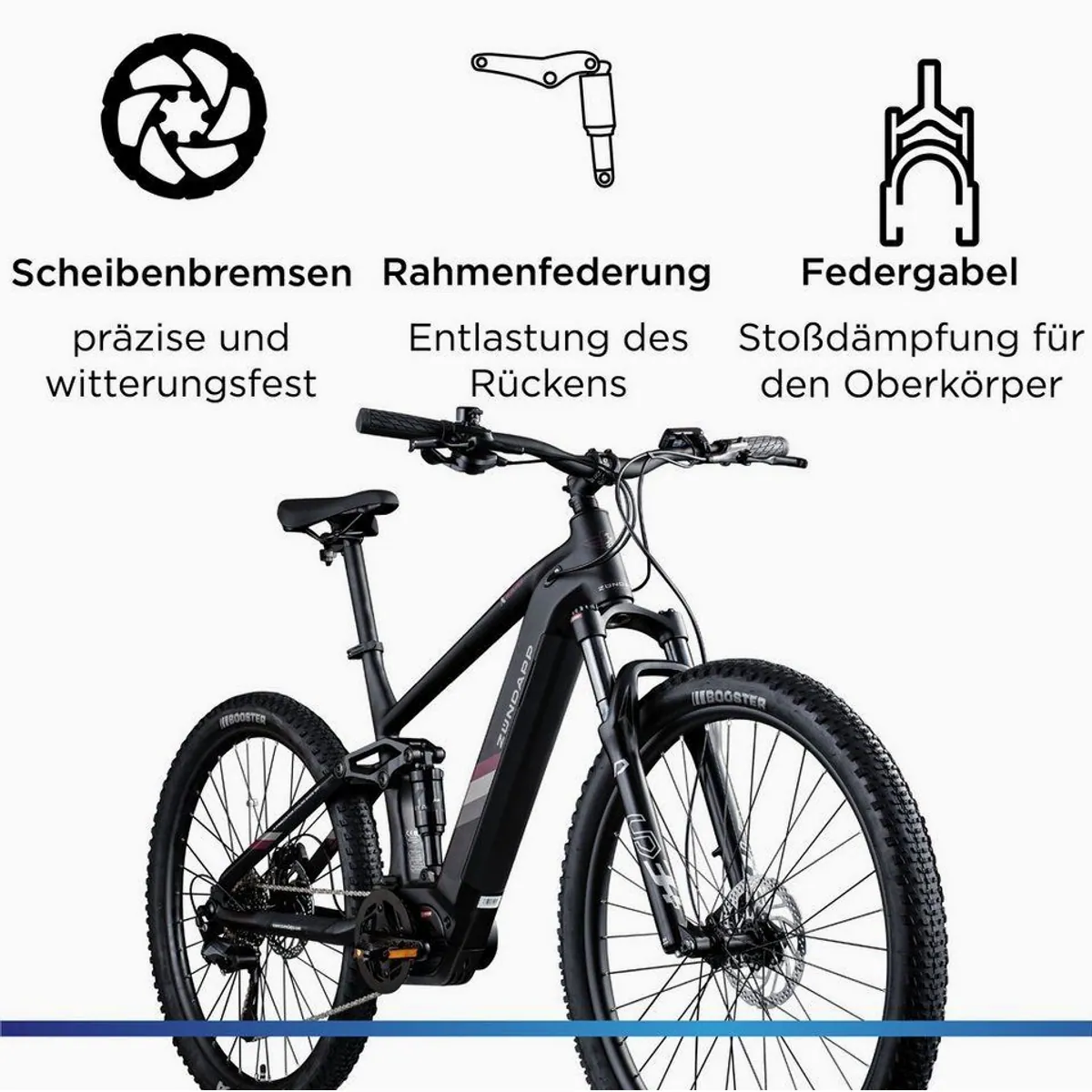 Zündapp X1000 E-Bike Mountainbike, leistungsstarker Mittelmotor, 10-Gang Shimano Schaltung — 733 Wh Akkuleistung 4