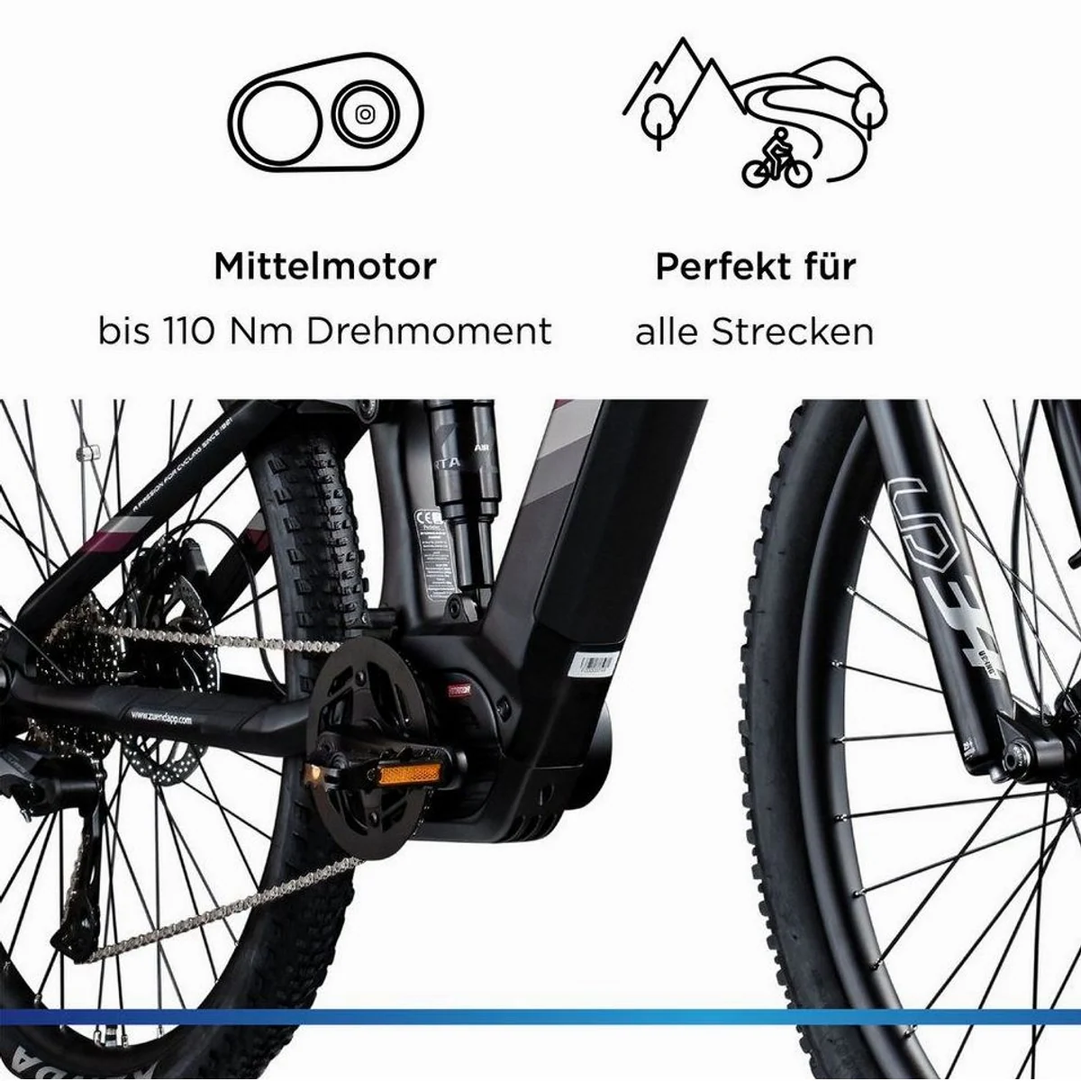Zündapp X1000 E-Bike Mountainbike, leistungsstarker Mittelmotor, 10-Gang Shimano Schaltung — 733 Wh Akkuleistung 5
