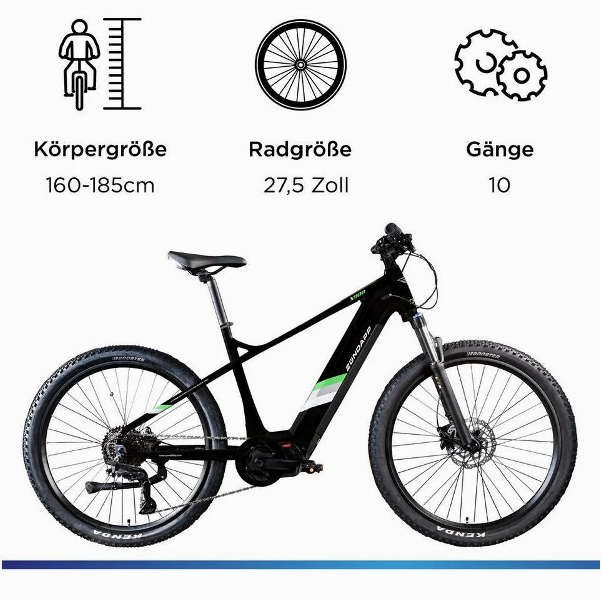 Zündapp X900 E-Bike Mountainbike, kraftvoller Mittelmotor, 733 Wh Akku, 10 Gang Shimano Cues 3