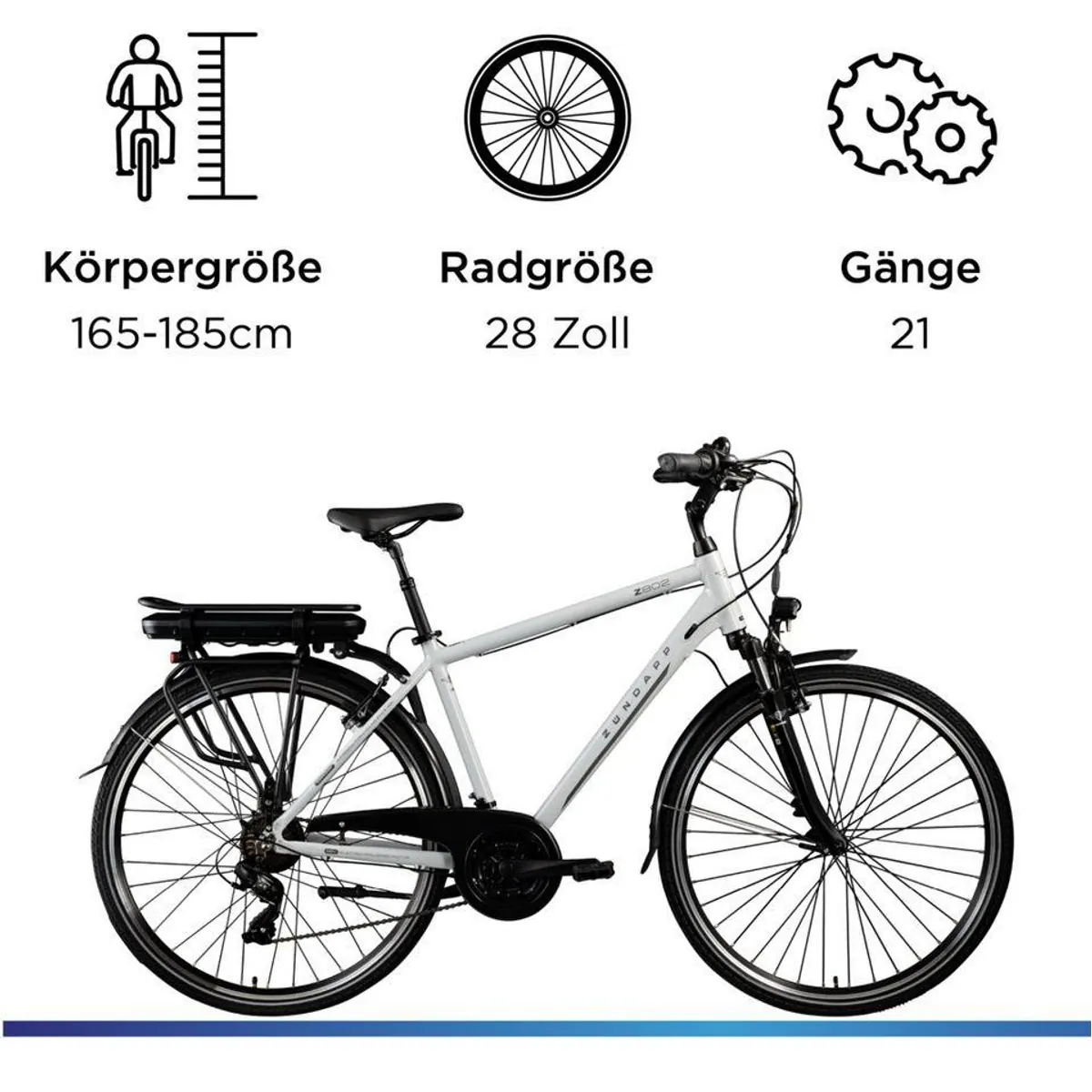 Zündapp Z802 E-Bike Trekkingrad, 21 Gang Shimano, 536 Wh Akku, komfortable Ausstattung 3