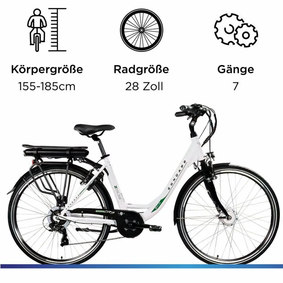 Zündapp Z503 E-Bike Cityrad, 7-Gang Shimano Schaltung, Vorderradmotor — optimaler Komfort für den urbanen Alltag 3