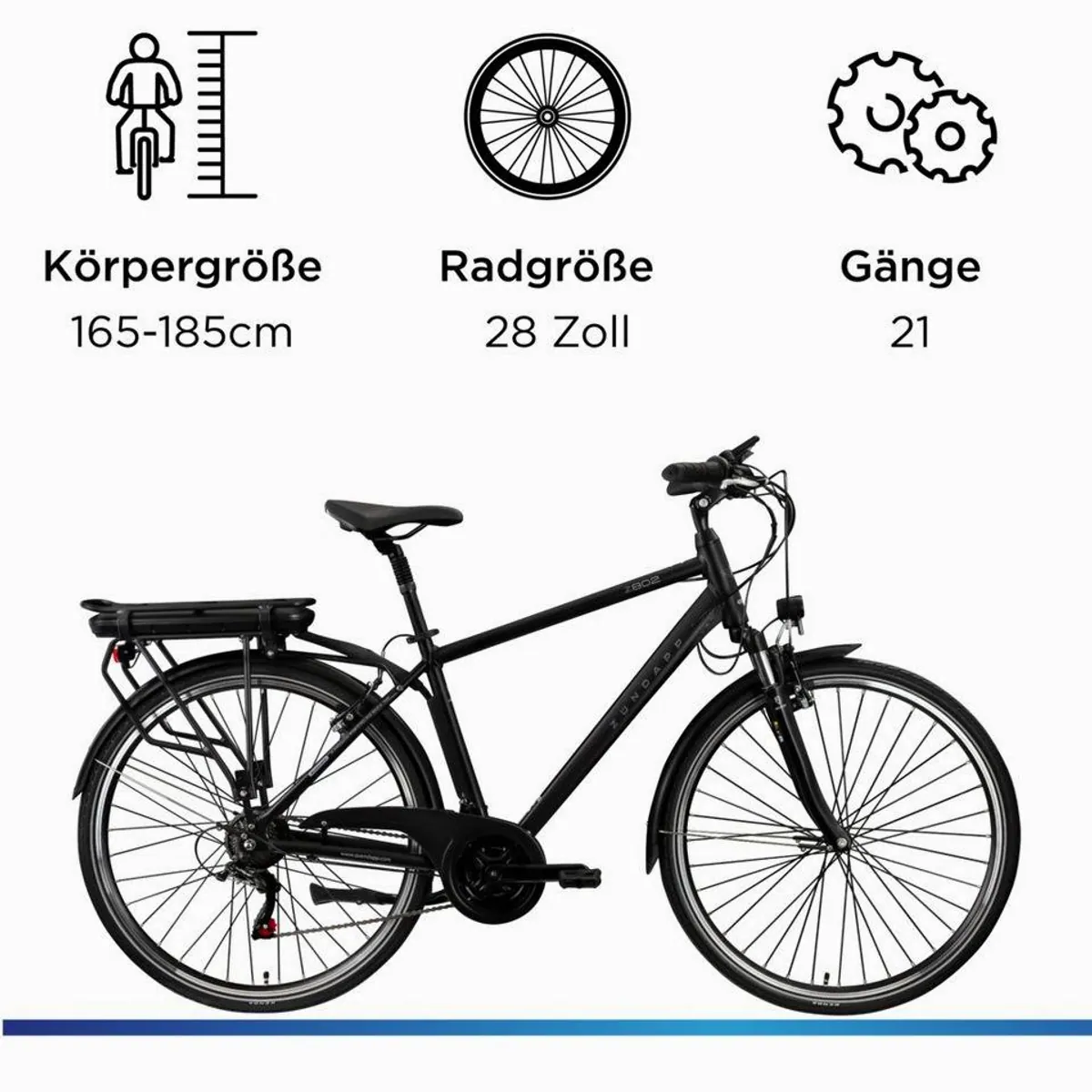 Zündapp Z802 E-Bike Trekkingrad, 21 Gang Shimano Schaltung, 536 Wh Akku — komfortable Fahrten, attraktive Reichweite, ergonomisches Design 3